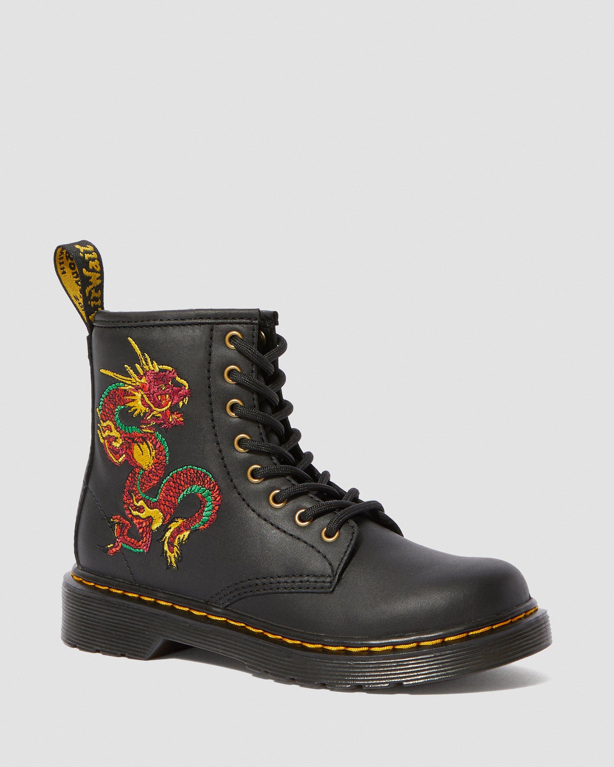 Junior 1460 Dragon Embroidered Boots in BLACK | Dr. Martens™