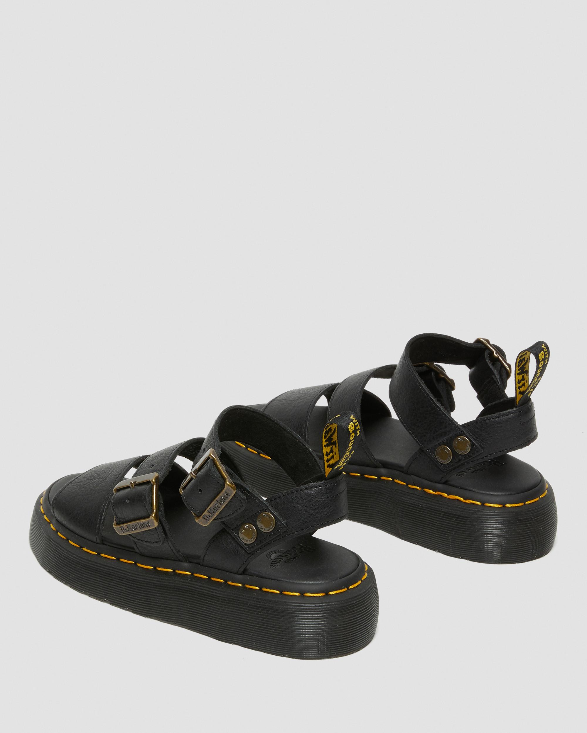 Gryphon Quad Leather Platform Sandals in Black | Dr. Martens