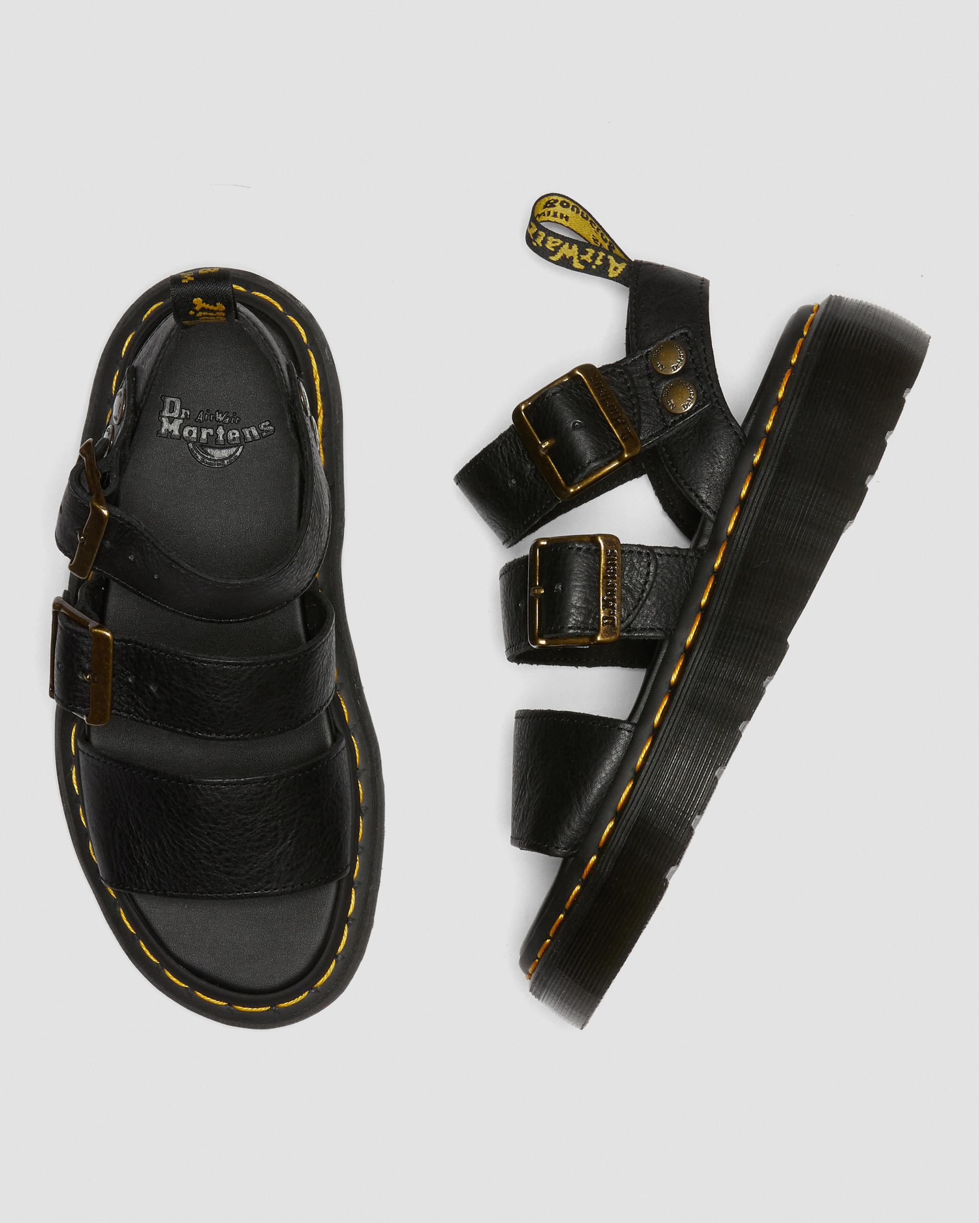 Gryphon Quad Leather Platform Sandals in Black
