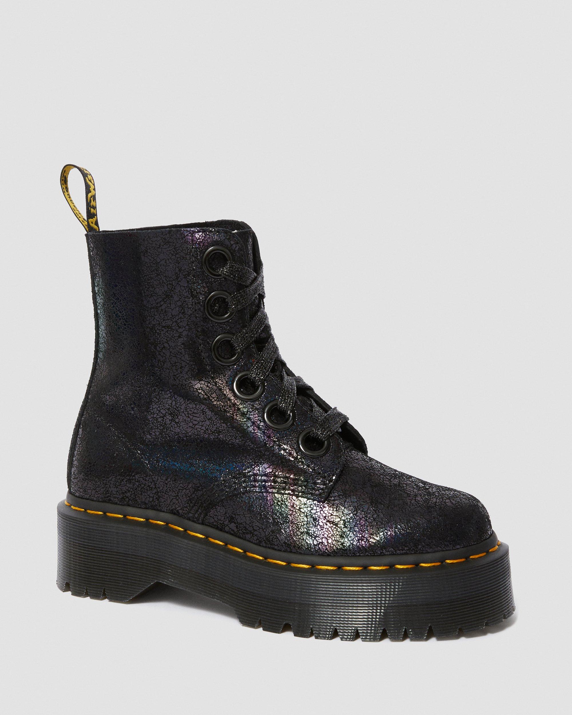 Dr martens molly black store glitter chunky flatform boots