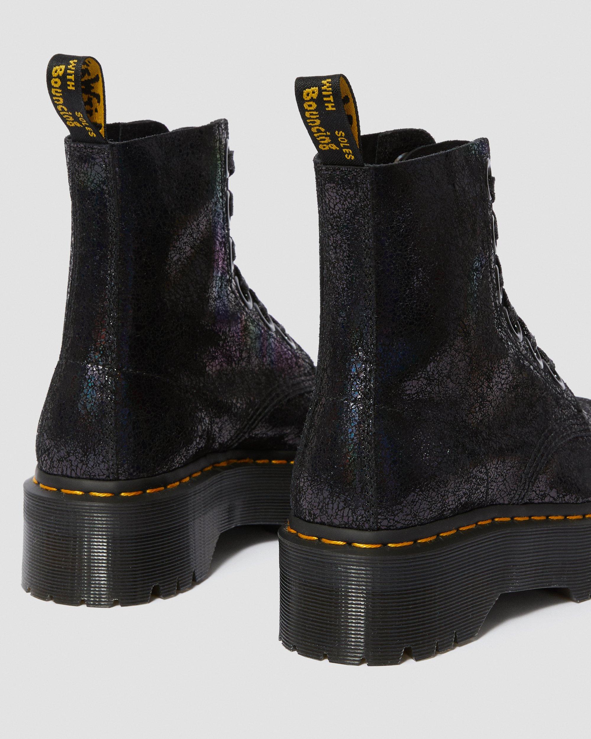Molly Metallic Leather Platform Boots in BLACK | Dr. Martens™