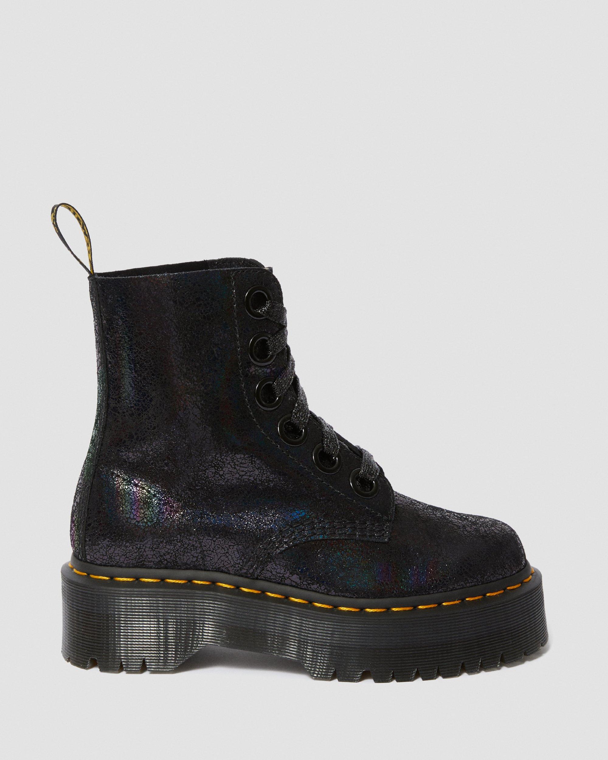 Molly Metallic Leather Platform Boots in BLACK | Dr. Martens™