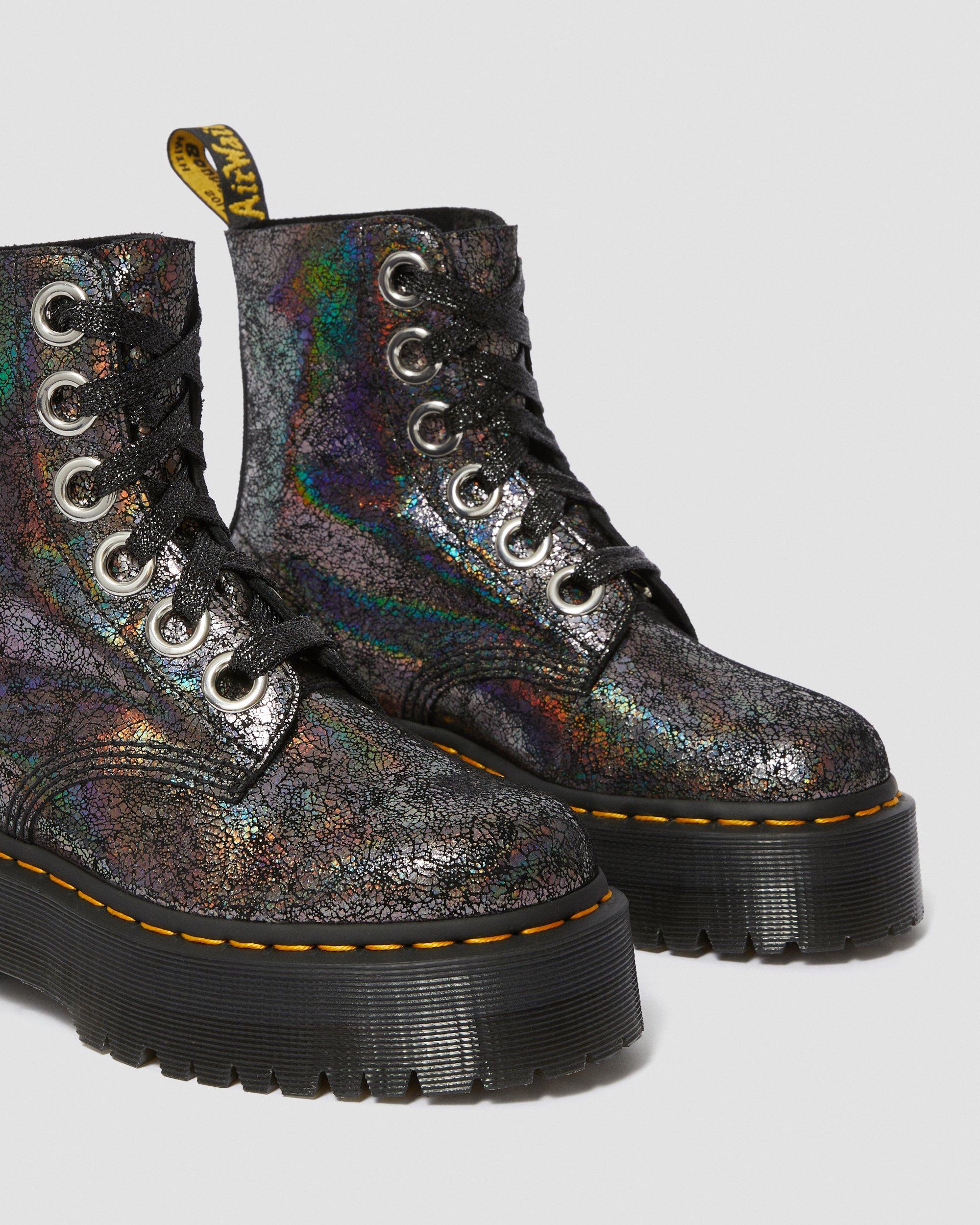 DR MARTENS Molly Metallic Leather Platform Boots