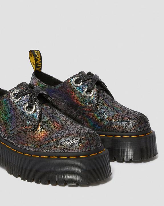 Holly Women's Metallic Leather Platform Shoes in Gunmetal Holly Women's Metallic Leather Platform Shoes in Gunmetal