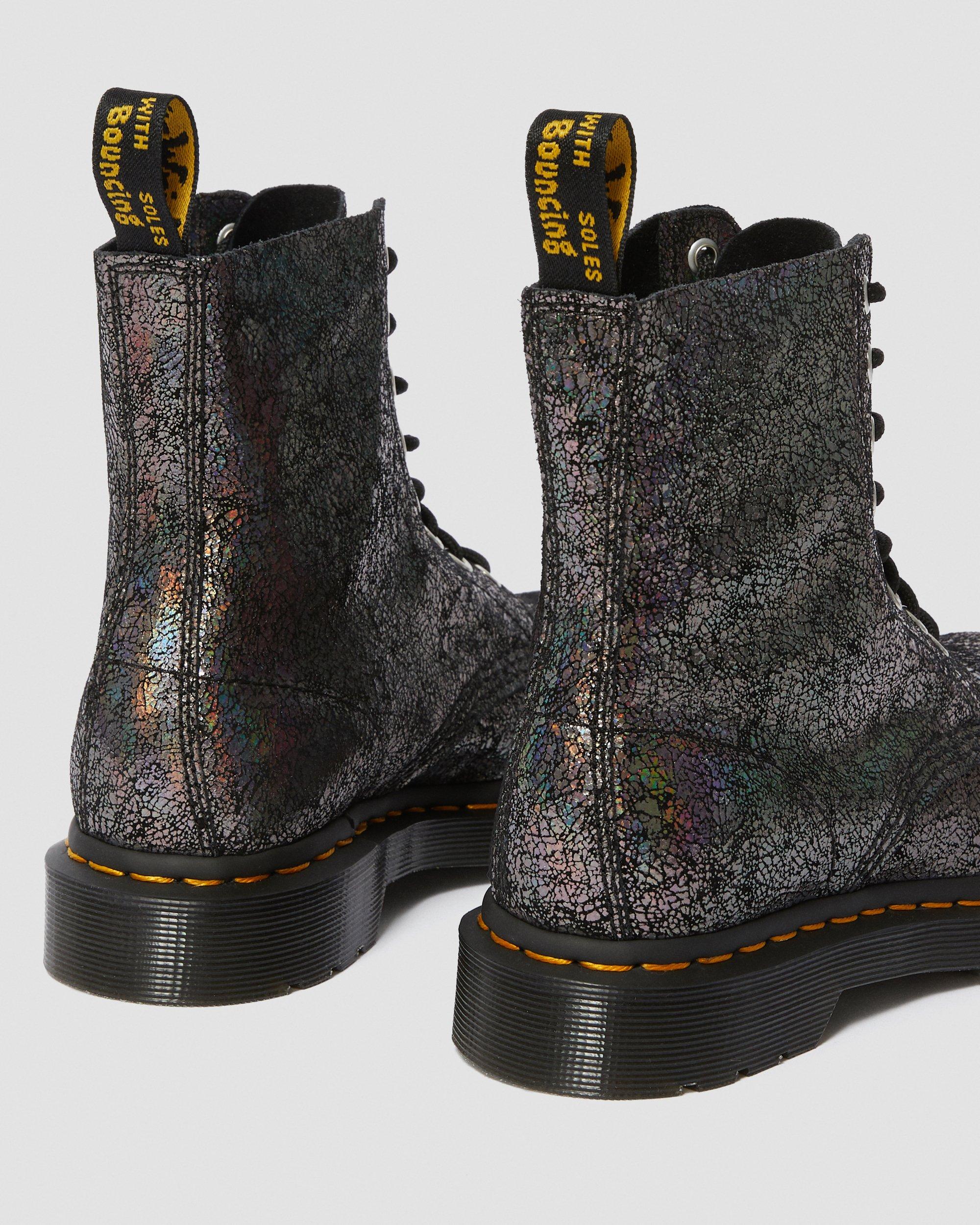 1460 Pascal Metallic Leather Lace Up Boots in GUNMETAL | Dr. Martens™