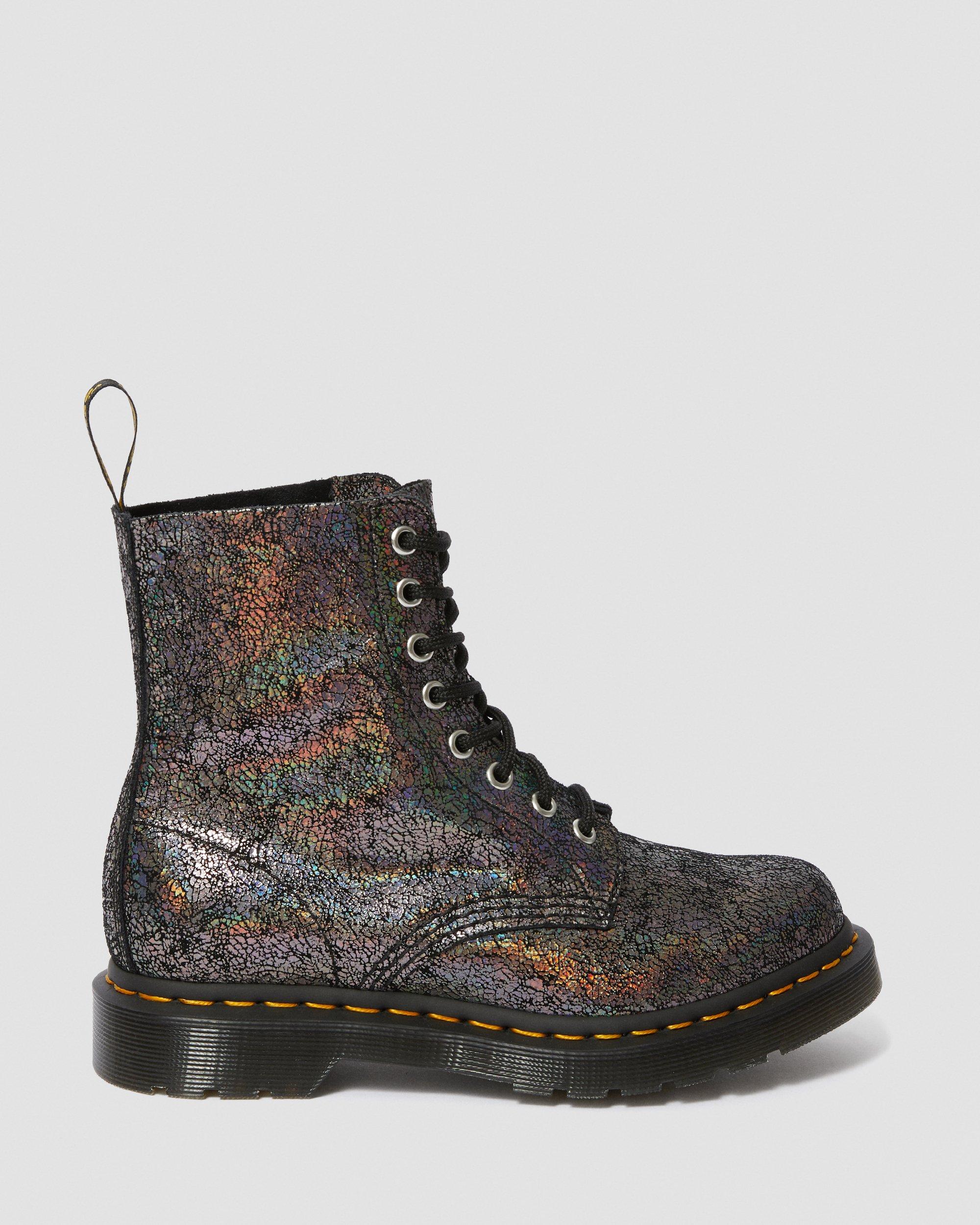 1460 Pascal Metallic Leather Lace Up Boots in GUNMETAL | Dr. Martens™