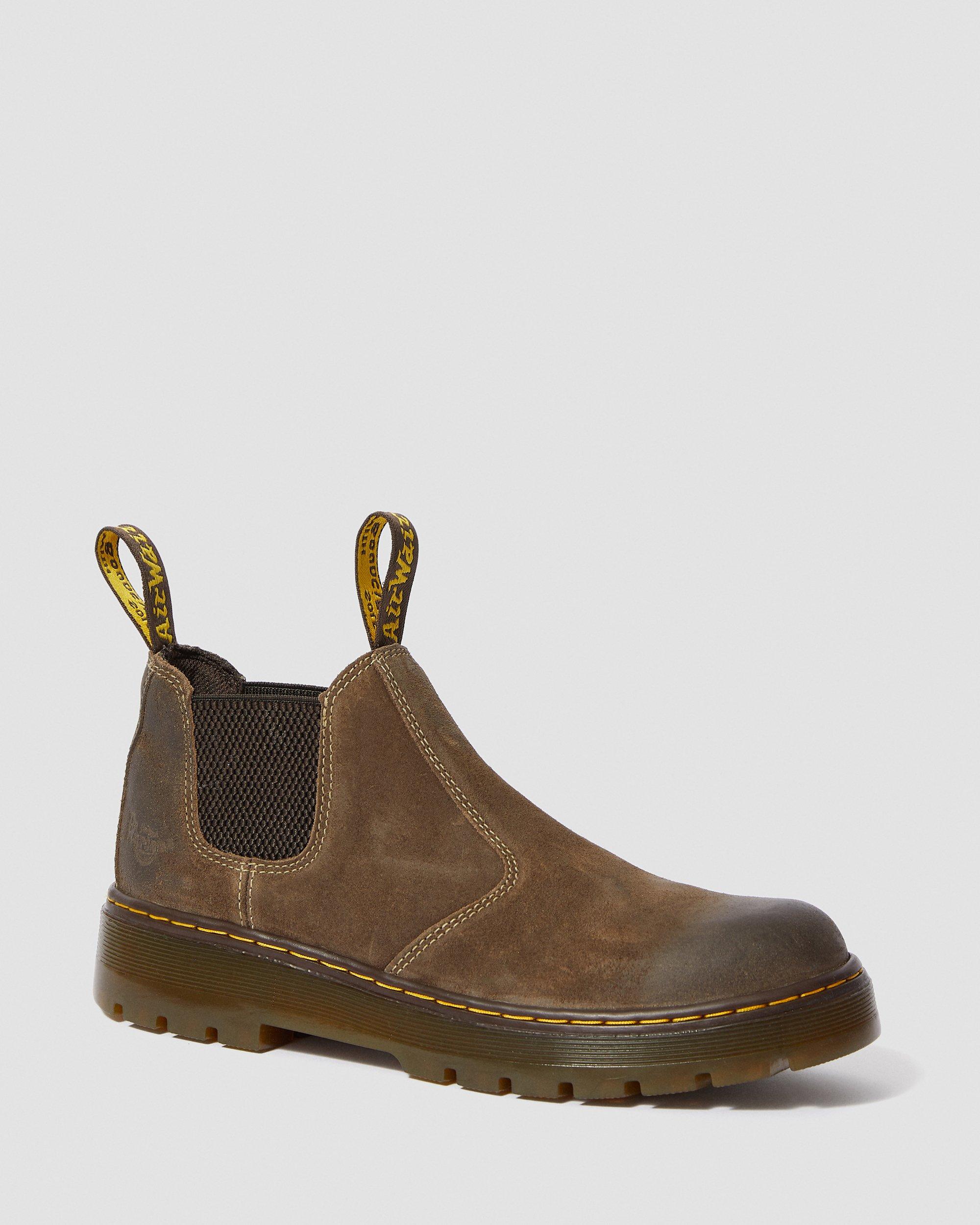 Hardie Suede Chelsea Work Boots in DARK BROWN | Dr. Martens™