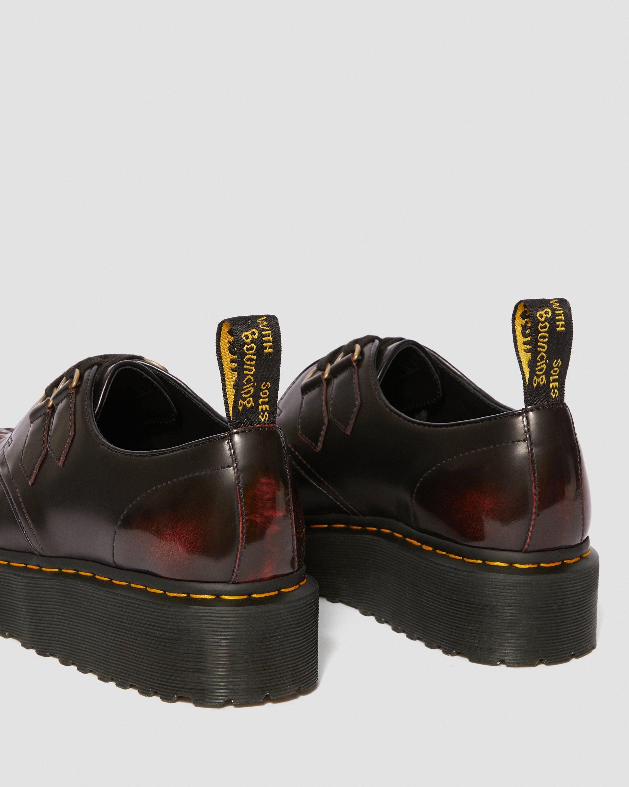 Sidney Arcadia Leather Creeper Platform Shoes in Cherry Red Dr. Martens