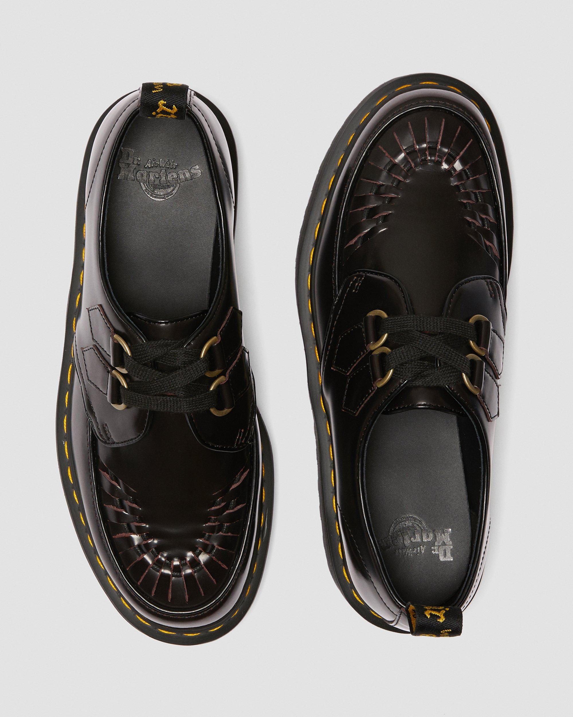 【美品】Dr.Martens SIDNEY 厚底 UK6 クリーパーシューズ Sidney Arcadia Leather Creeper Platform Shoes in CHERRY RED | Dr