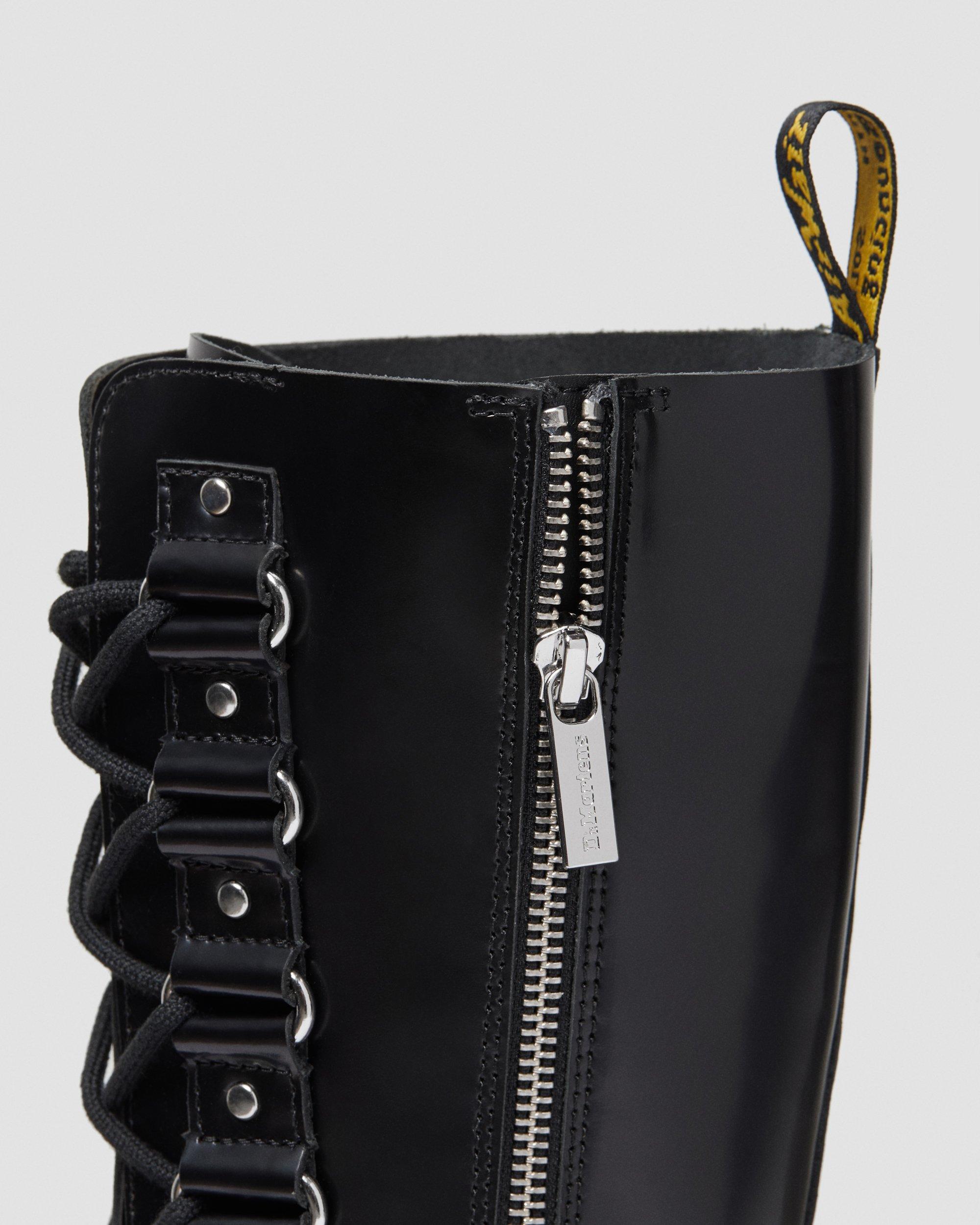 1B60 Xl Women's Leather Knee High Platform Boots in BLACK | Dr