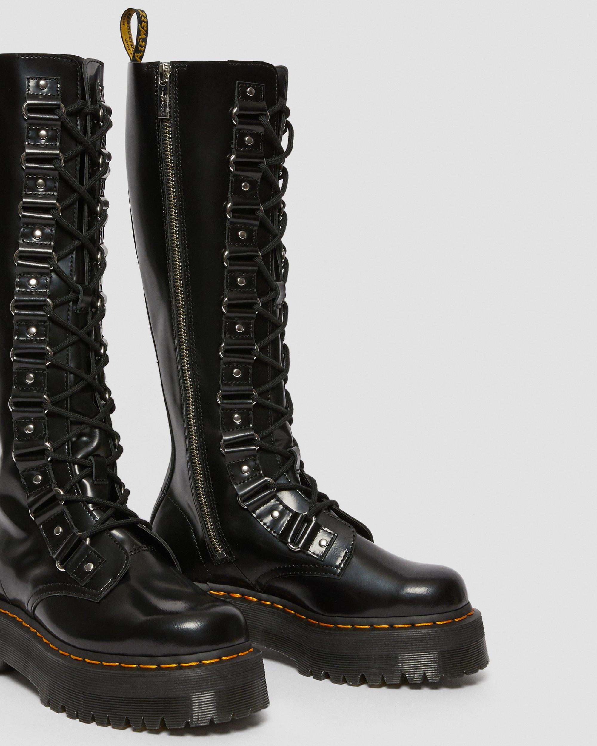 1B60 Xl Women's Leather Knee High Platform Boots in Black | Dr. Martens