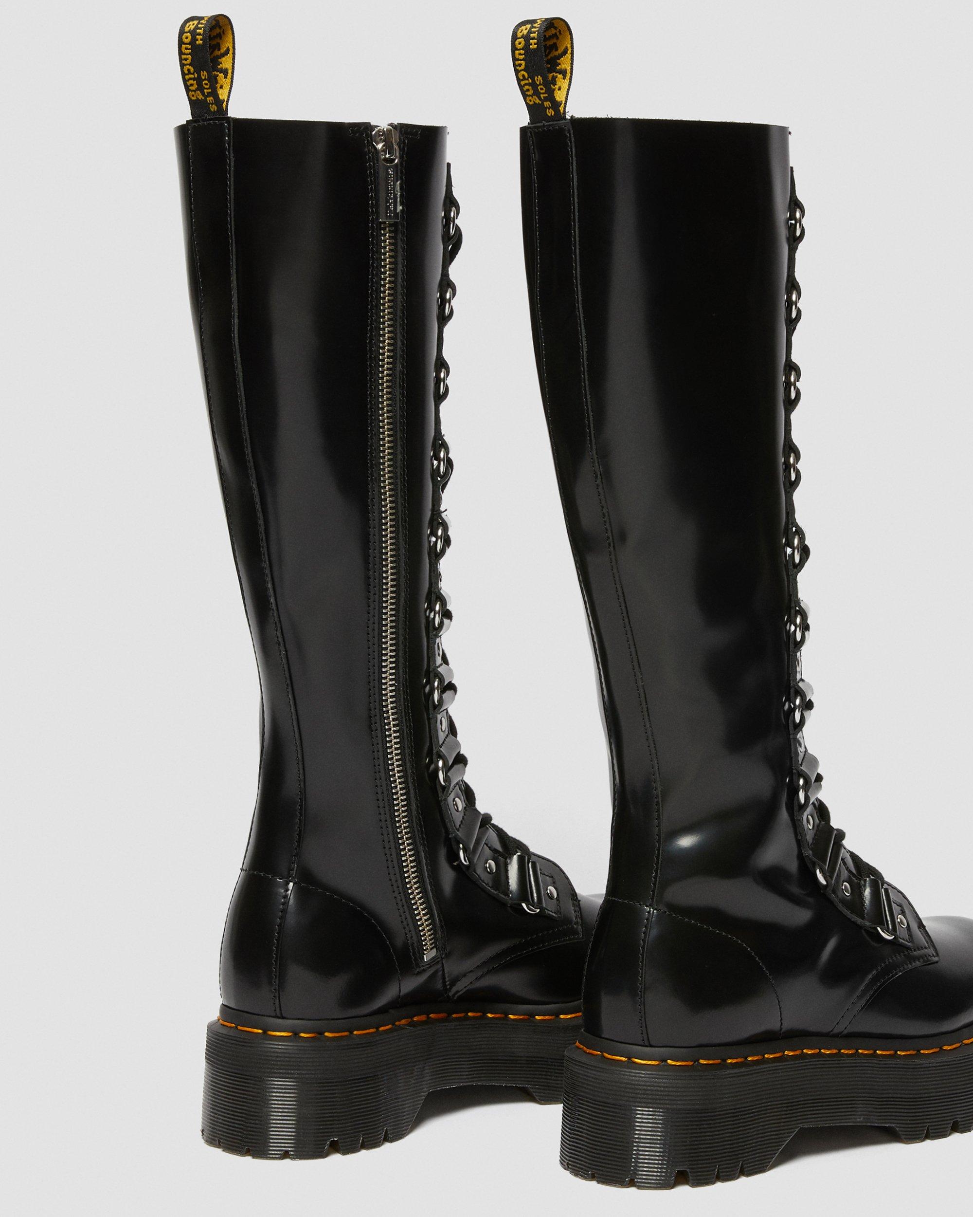 1B60 Xl Women's Leather Knee High Platform Boots in BLACK | Dr