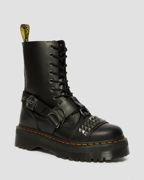 Jadon Hi Smooth Leather Studded Platform Boots in Black | Dr Jadon Hi Smooth Leather Studded Platform Boots in Black | Dr