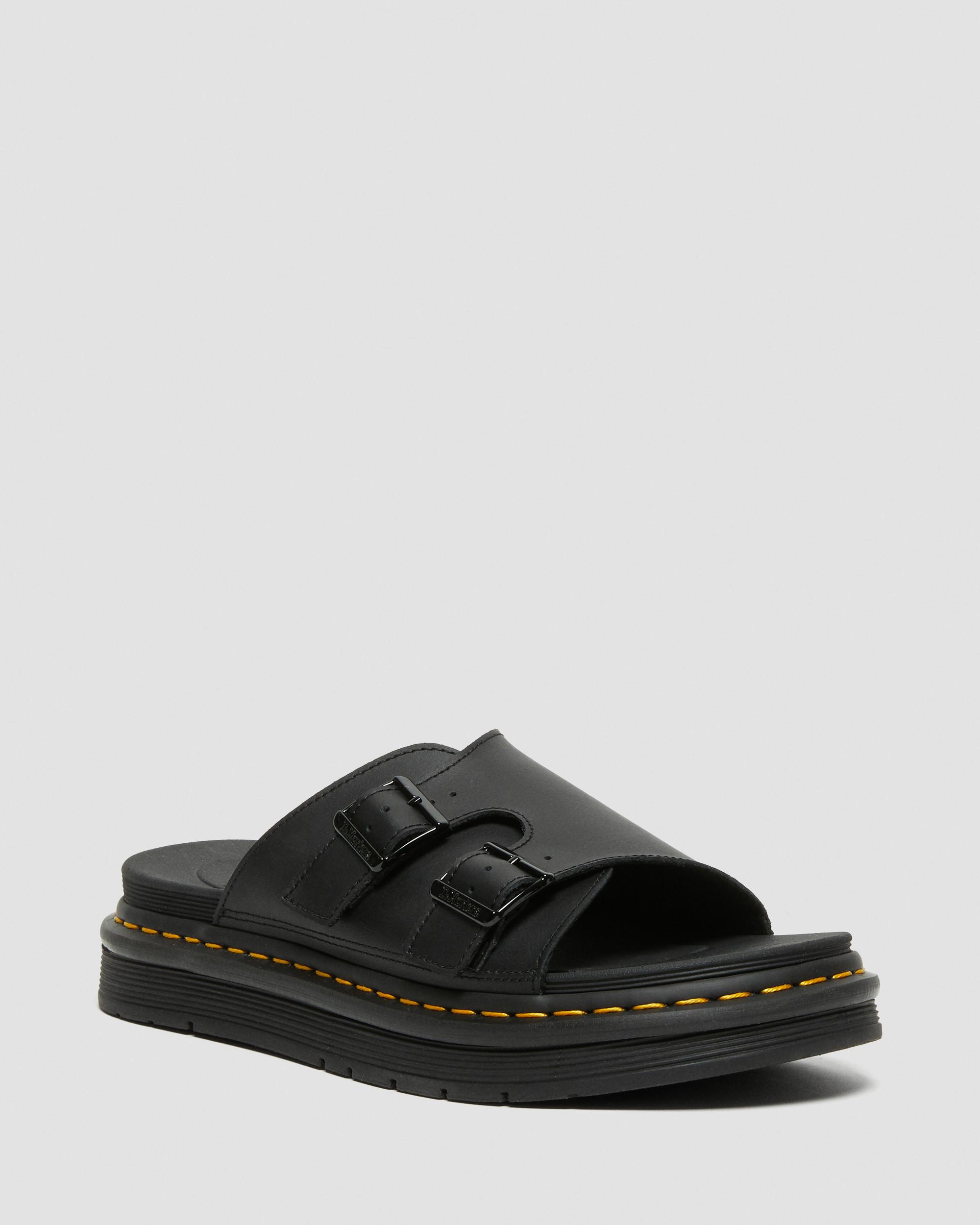 Dax Men's Leather Slide Sandals in BLACK | Dr. Martens™