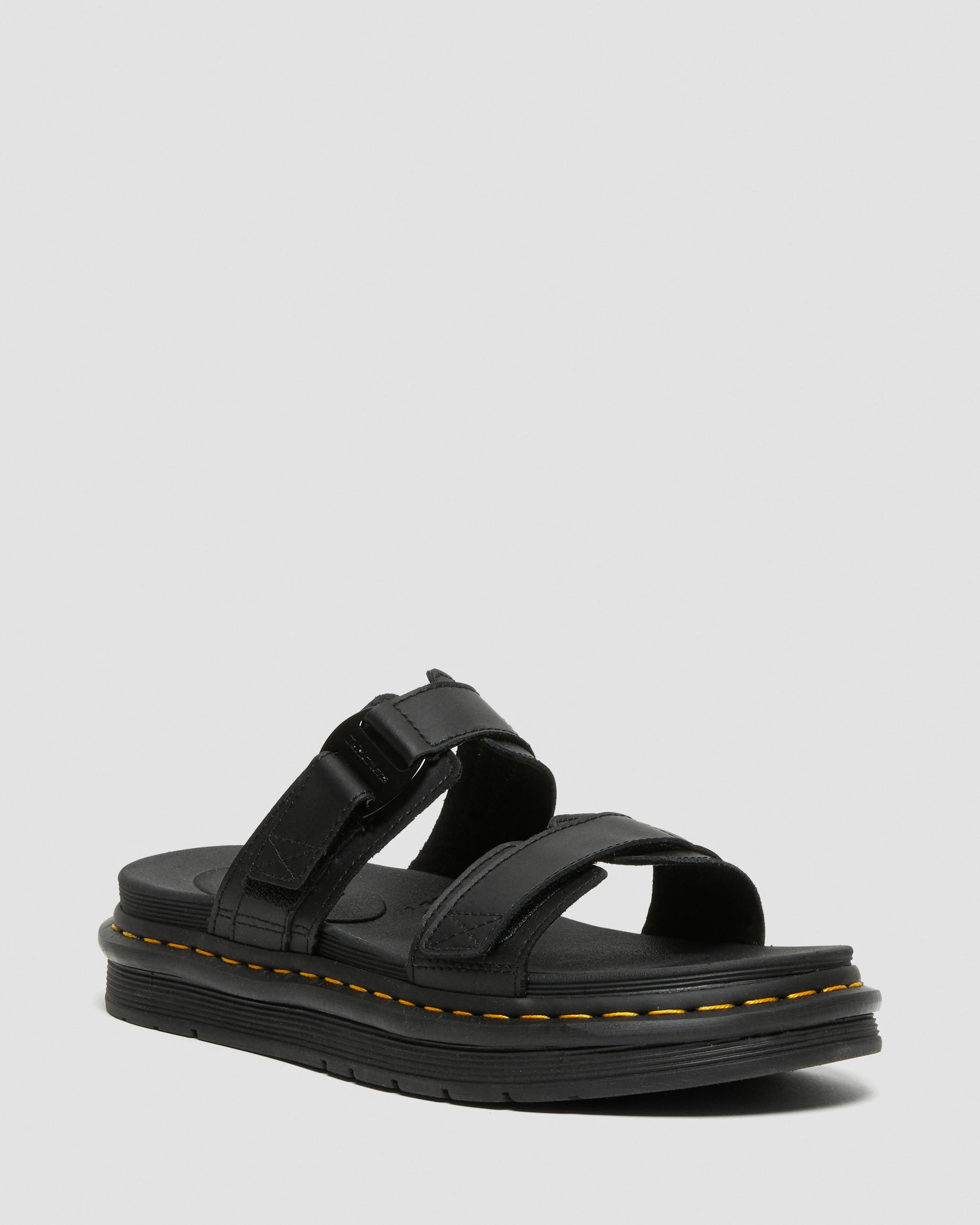 Chilton Men's Leather Slide Sandals in BLACK | Dr. Martens™