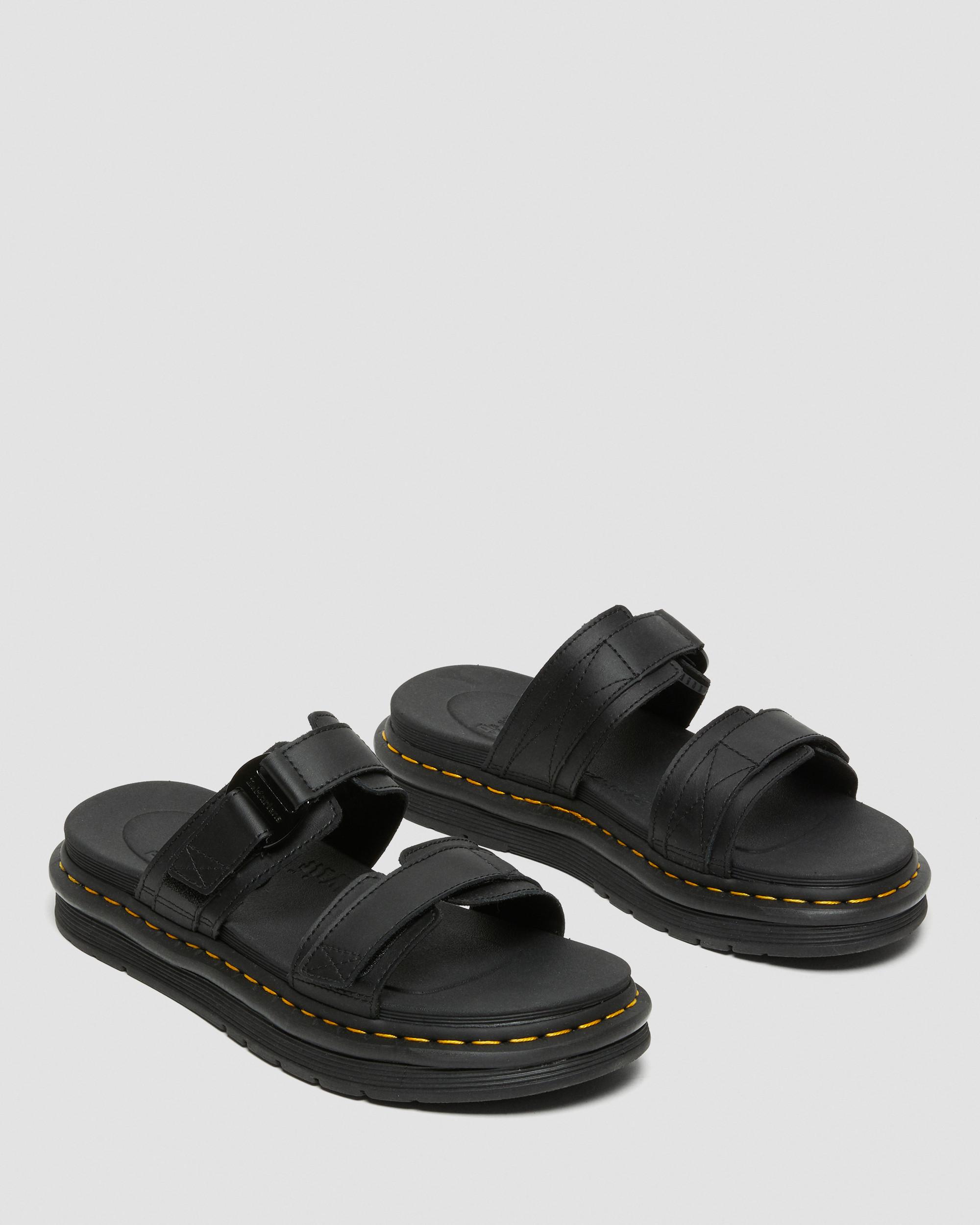 Chilton Men's Leather Slide Sandals in BLACK | Dr. Martens™