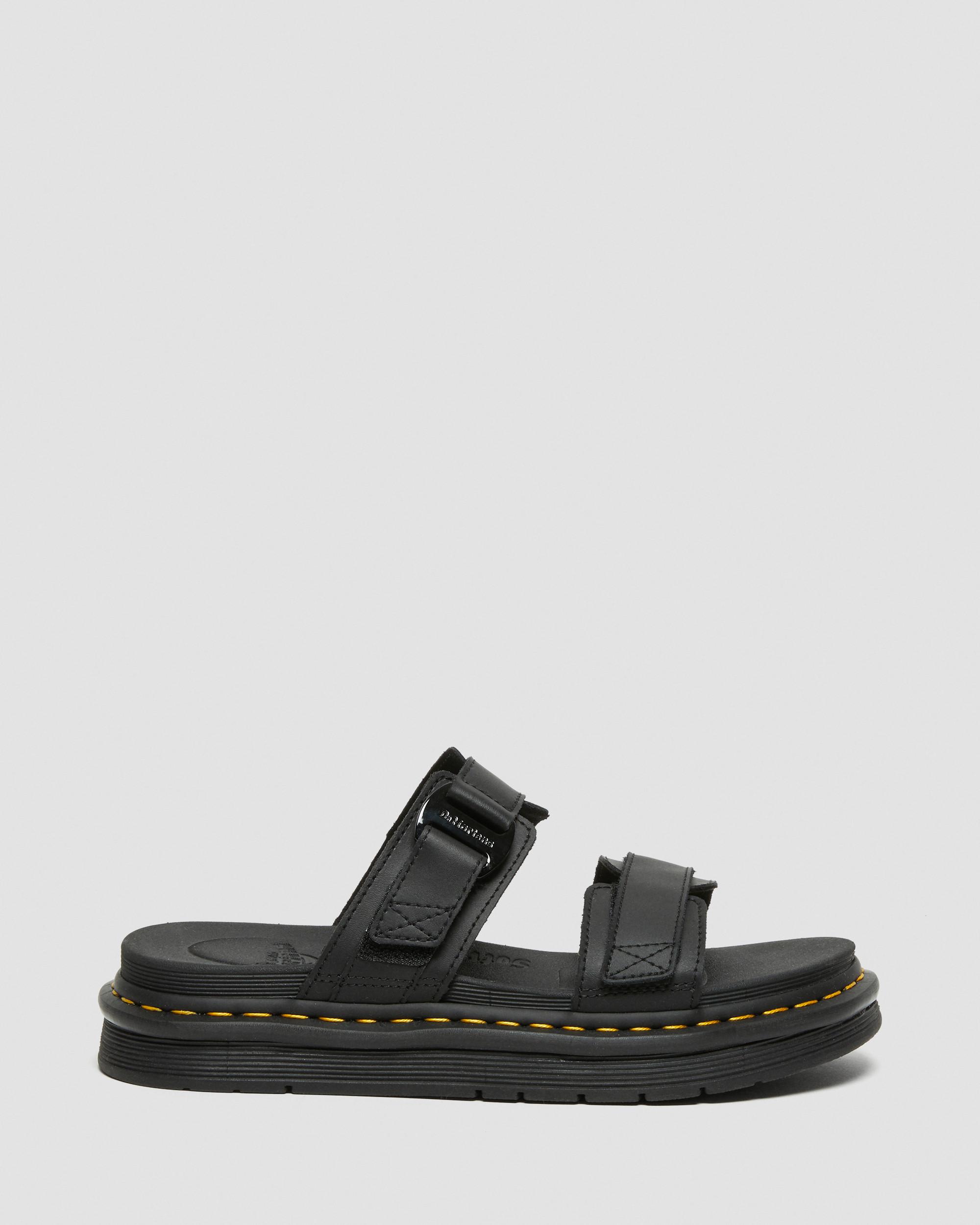Chilton Men's Leather Slide Sandals in BLACK | Dr. Martens™