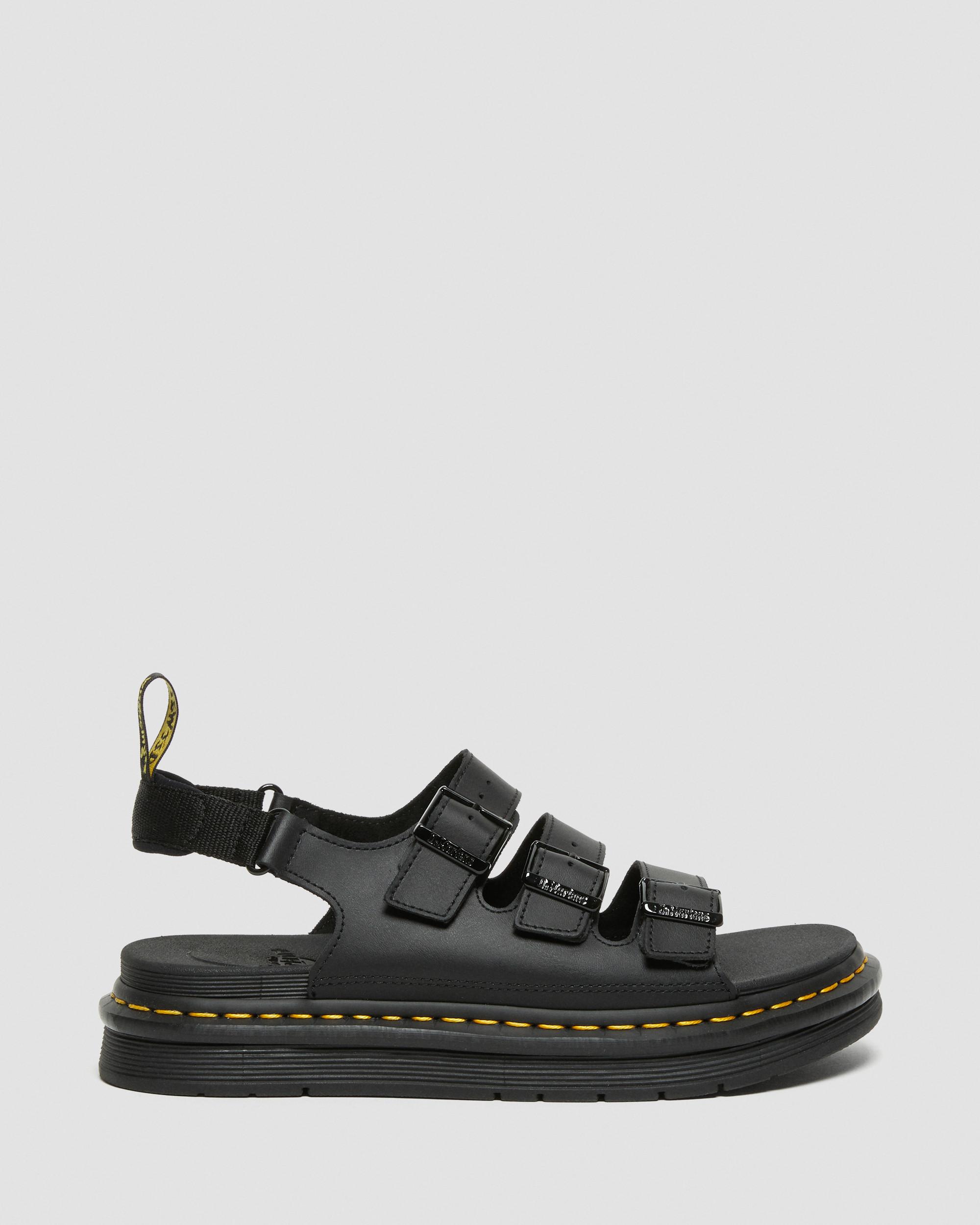Soloman Men's Leather Strap Sandals, Black | Dr. Martens