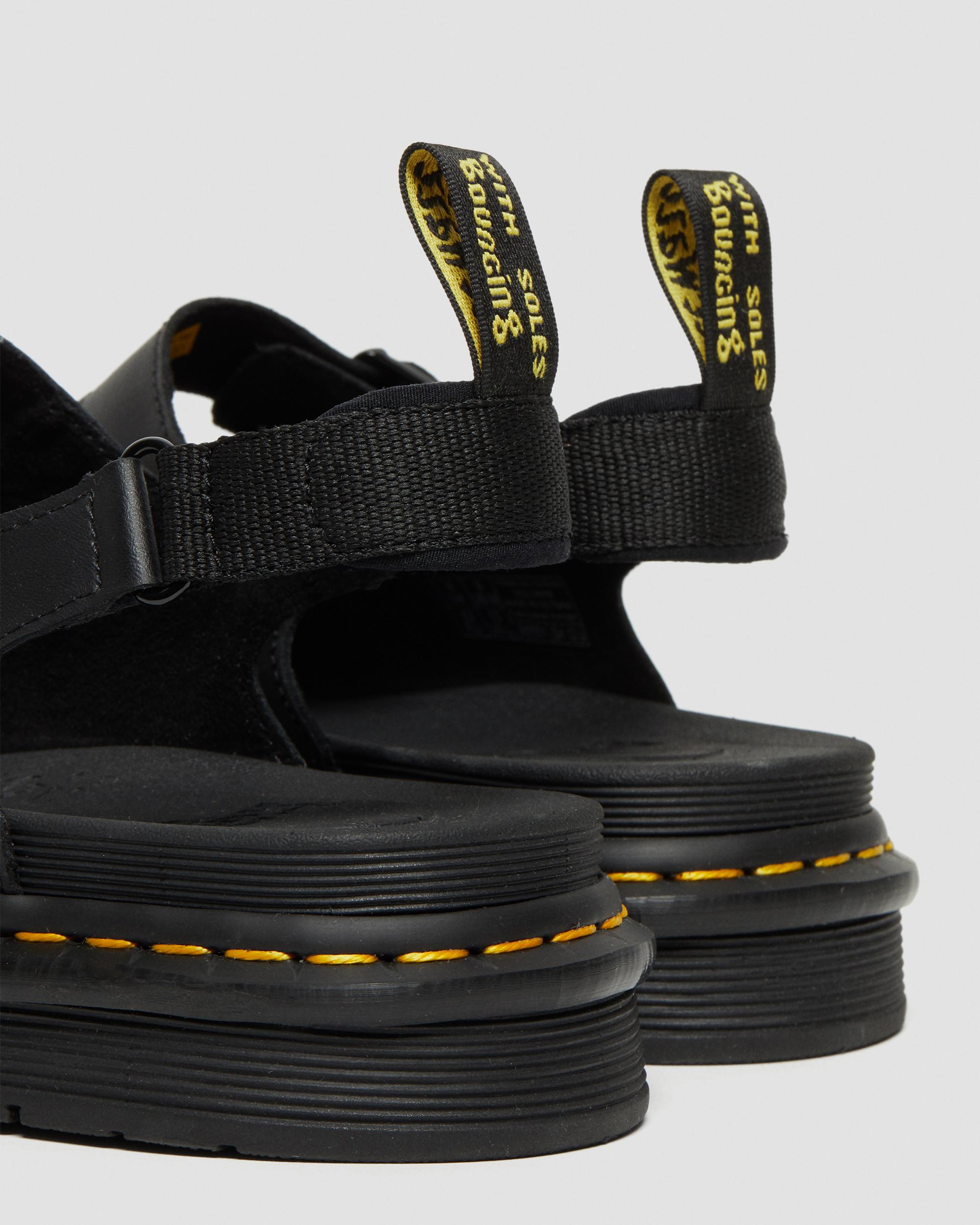 Dr Mens Shoes Sandals slides and flip flops Leather sandals Martens Soloman Leather Strap Sandals Black for Men 