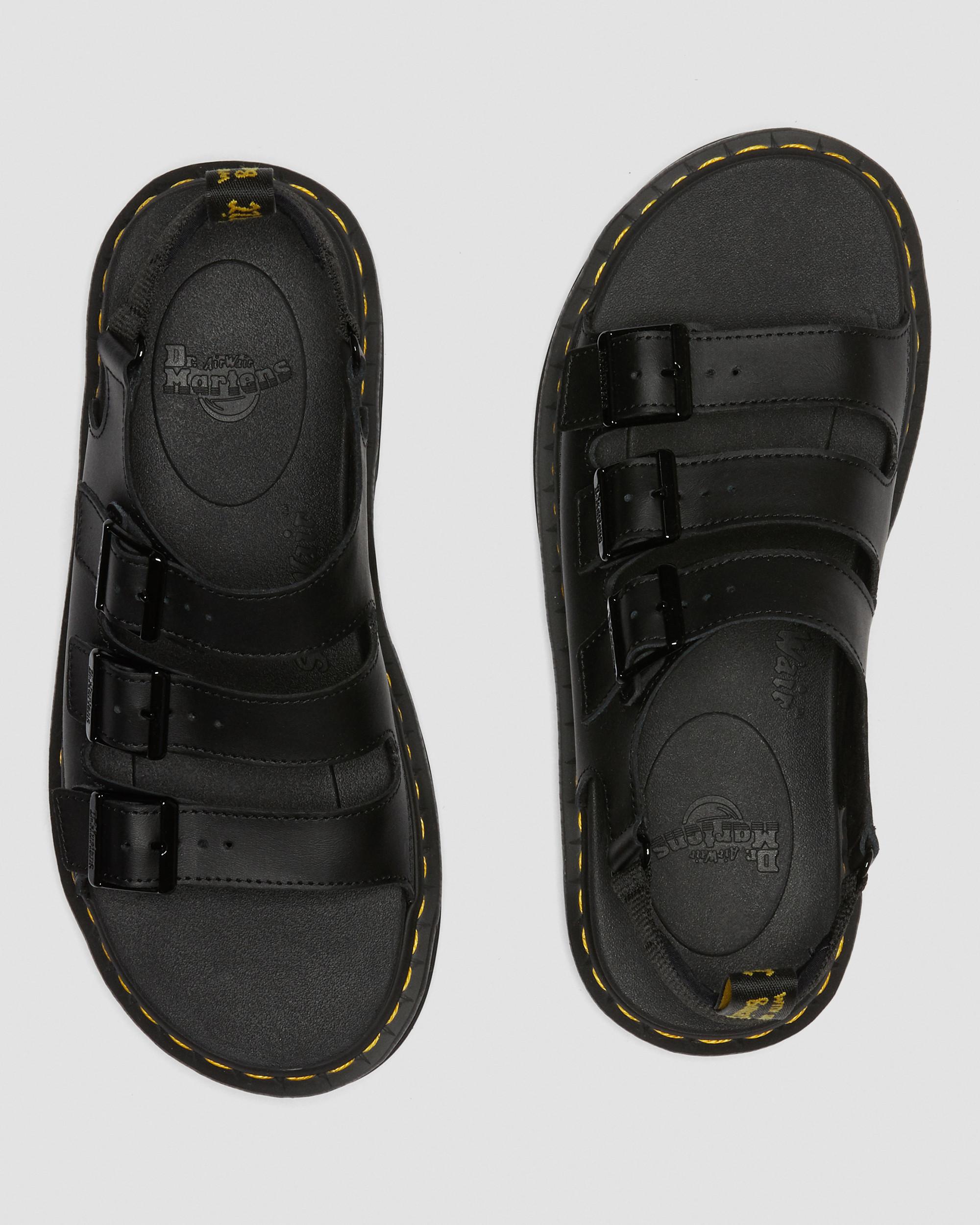 Soloman Hydro Leather Strap Sandals in Black | Dr. Martens