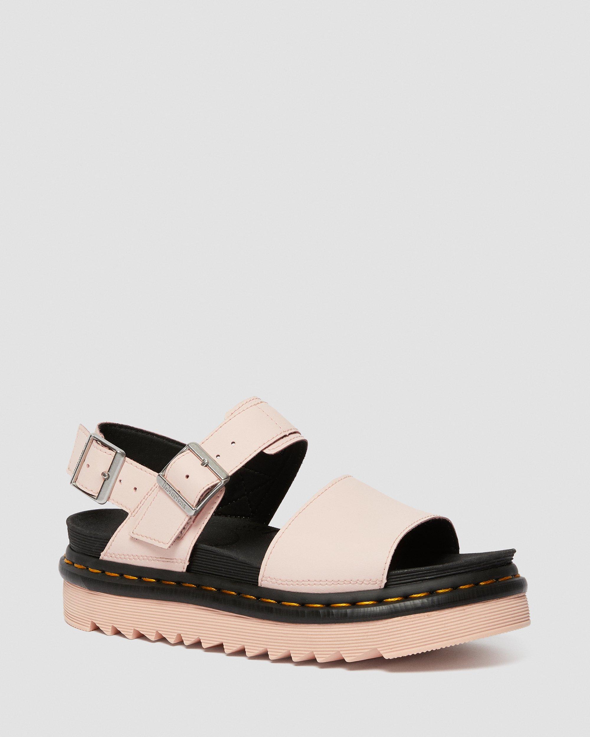 Voss Women's Light Leather Strap Sandals in Pink | Dr. Martens