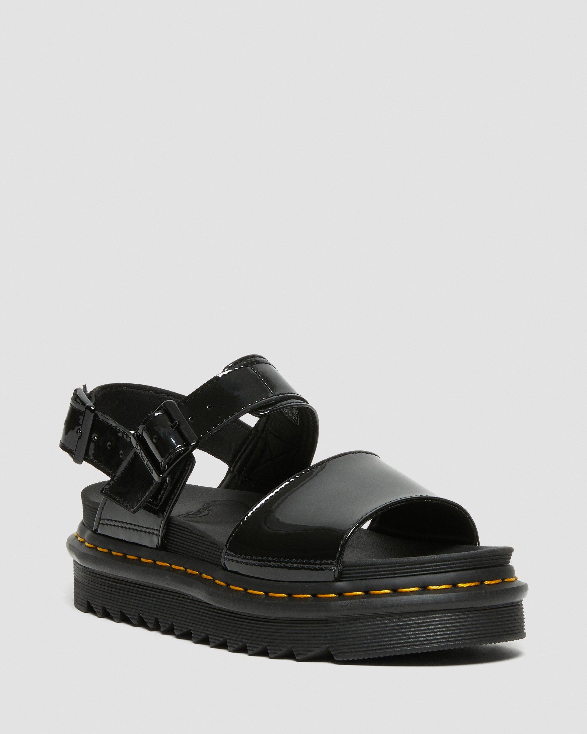 Voss Women's Patent Leather Strap Sandals in Black | Dr. Martens