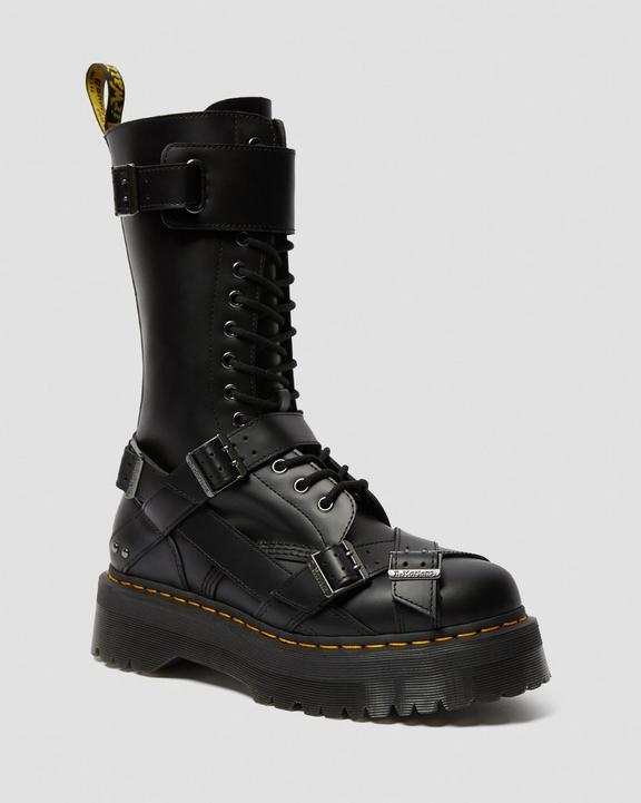 1914 Smooth Leather Tall Platform Boots in Black | Dr. Martens