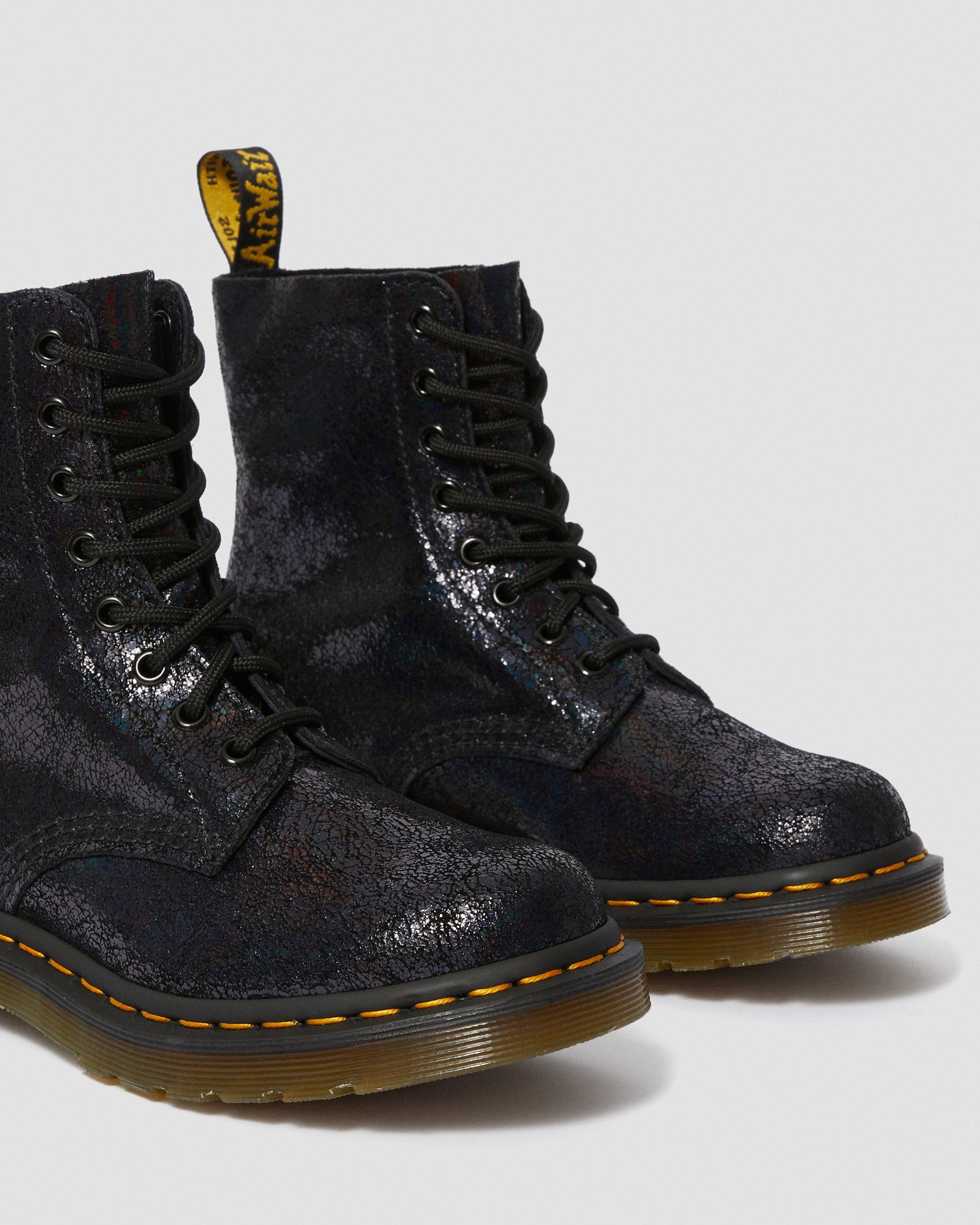 1460 Pascal Metallic Leather Lace Up Boots in BLACK | Dr. Martens™