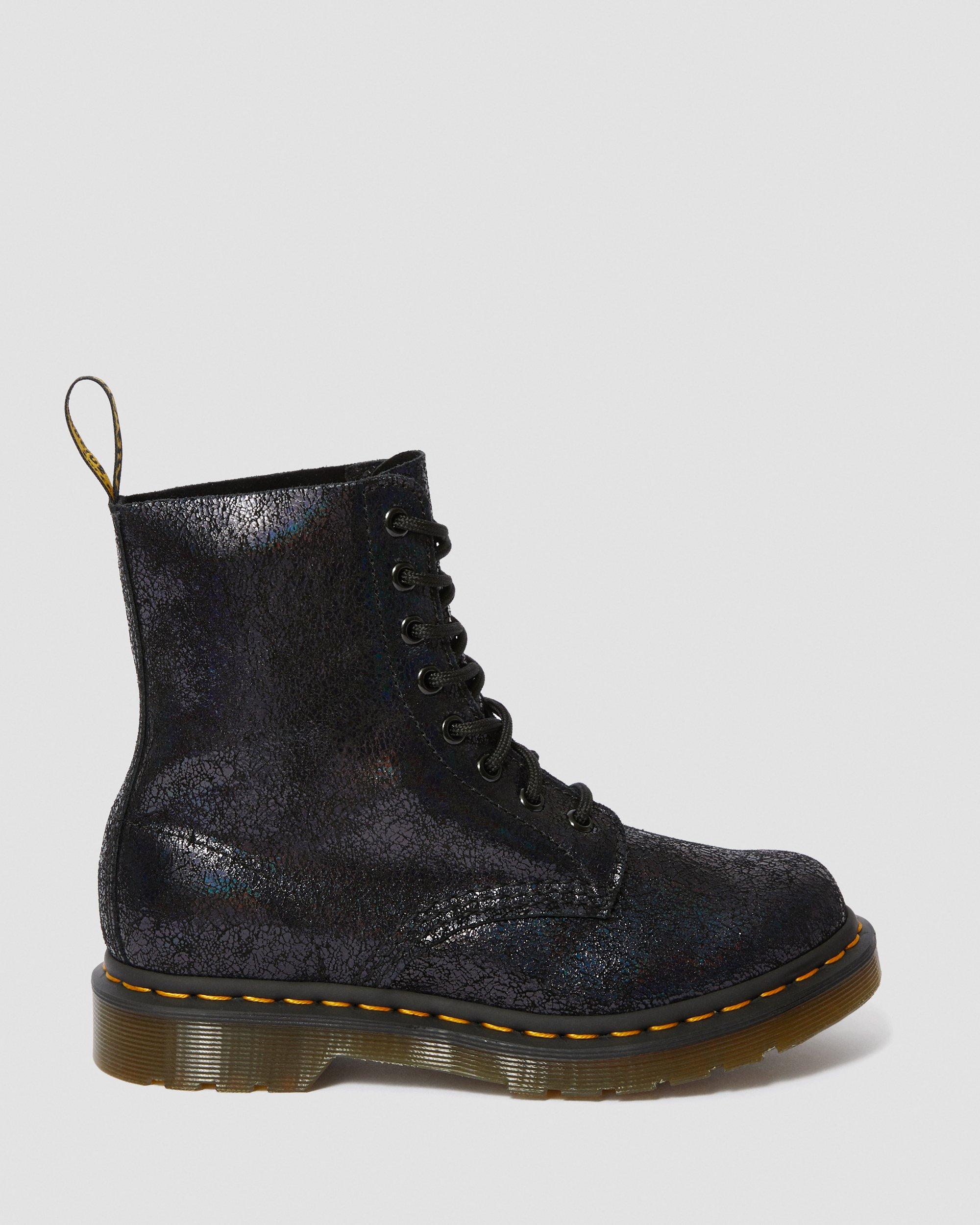 1460 Pascal Metallic Leather Lace Up Boots in BLACK | Dr. Martens™