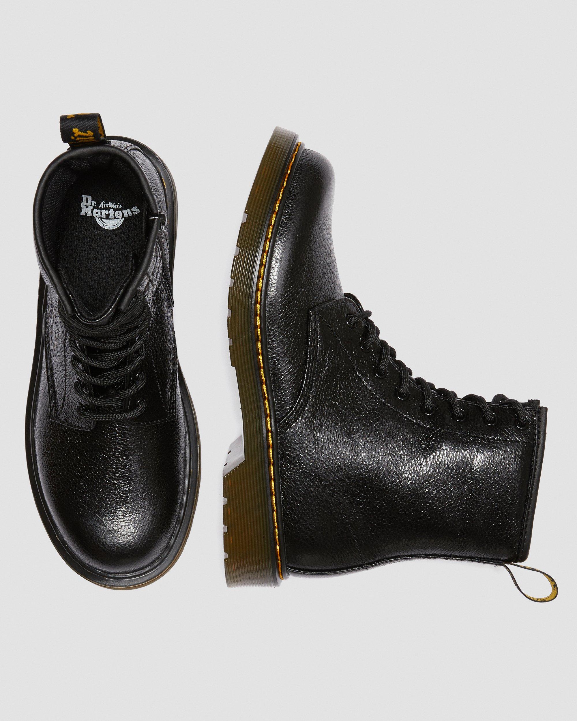 Youth 1460 Crinkle Metallic Lace Up Boots in Black | Dr. Martens