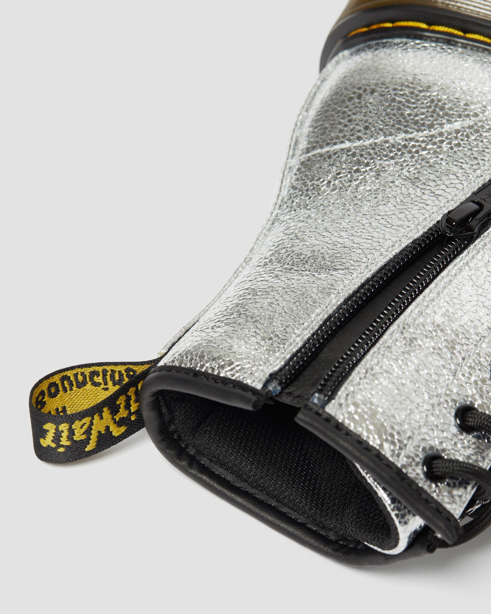 Youth 1460 Crinkle Metallic Boots in Sølvfarvet