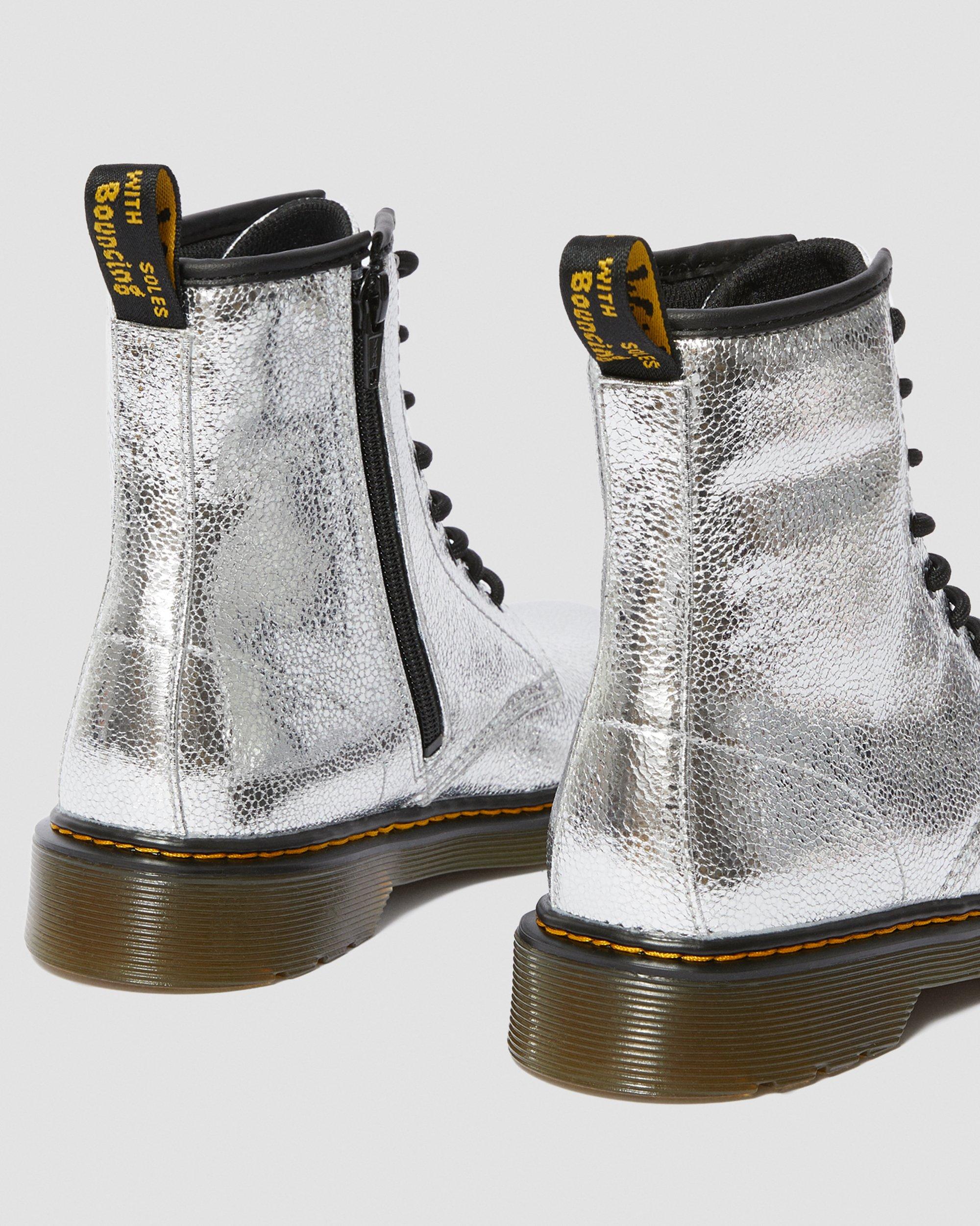 Youth 1460 Crinkle Metallic Boots in Sølvfarvet