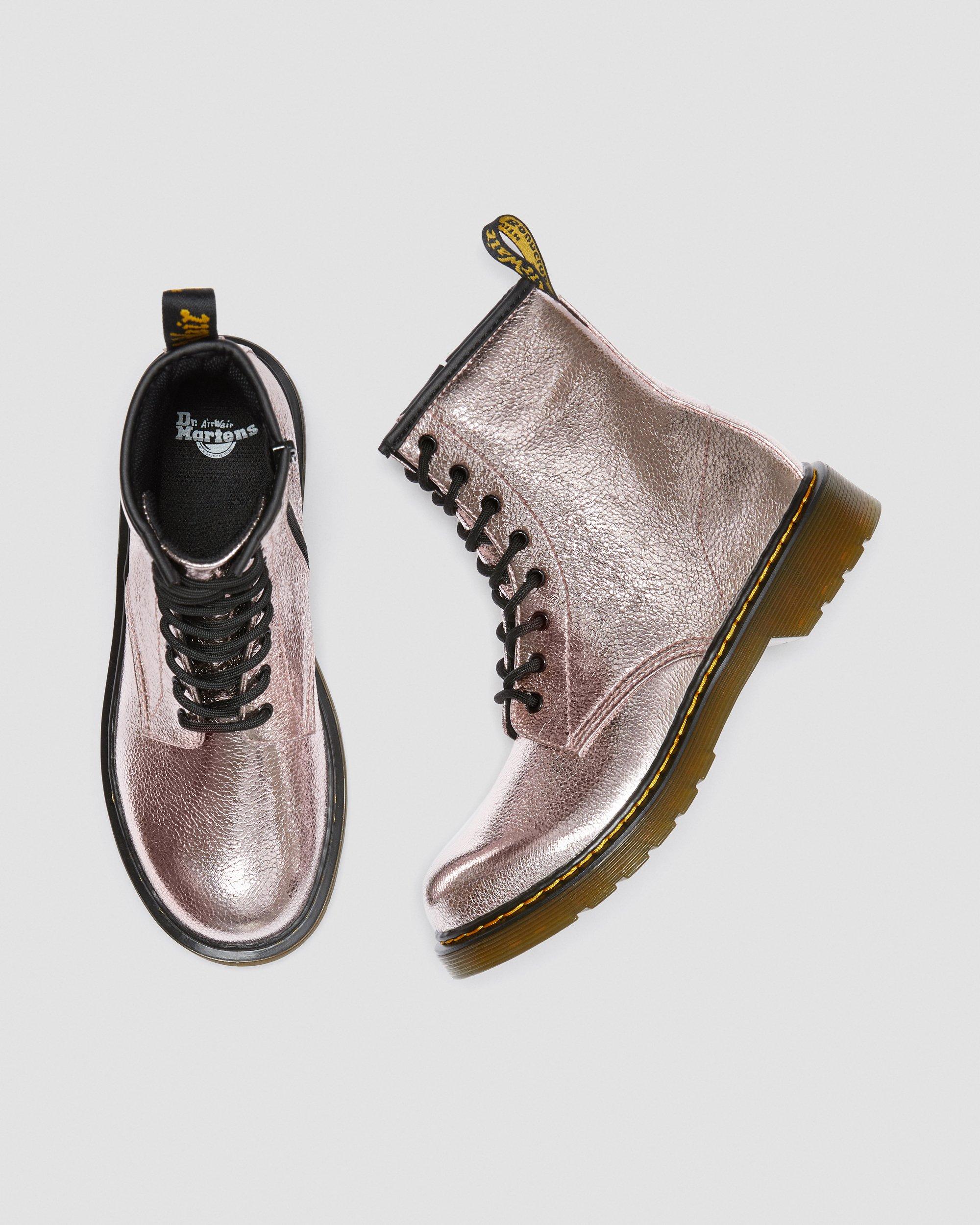 Youth 1460 Crinkle Metallic Boots in Rosa