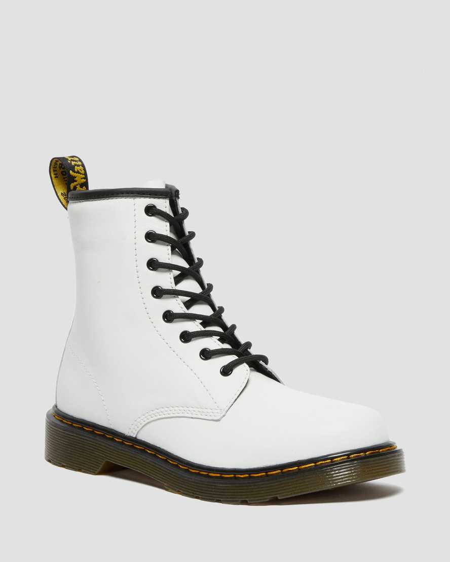 Youth 1460 Leather Lace Up Boots in White | Dr. Martens