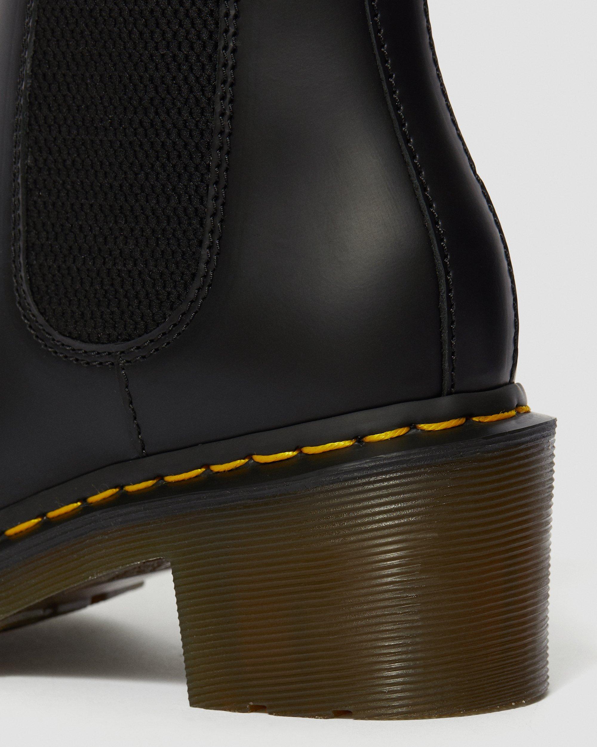 Cadence Smooth Leather Heeled Chelsea Boots in BLACK | Dr. Martens™