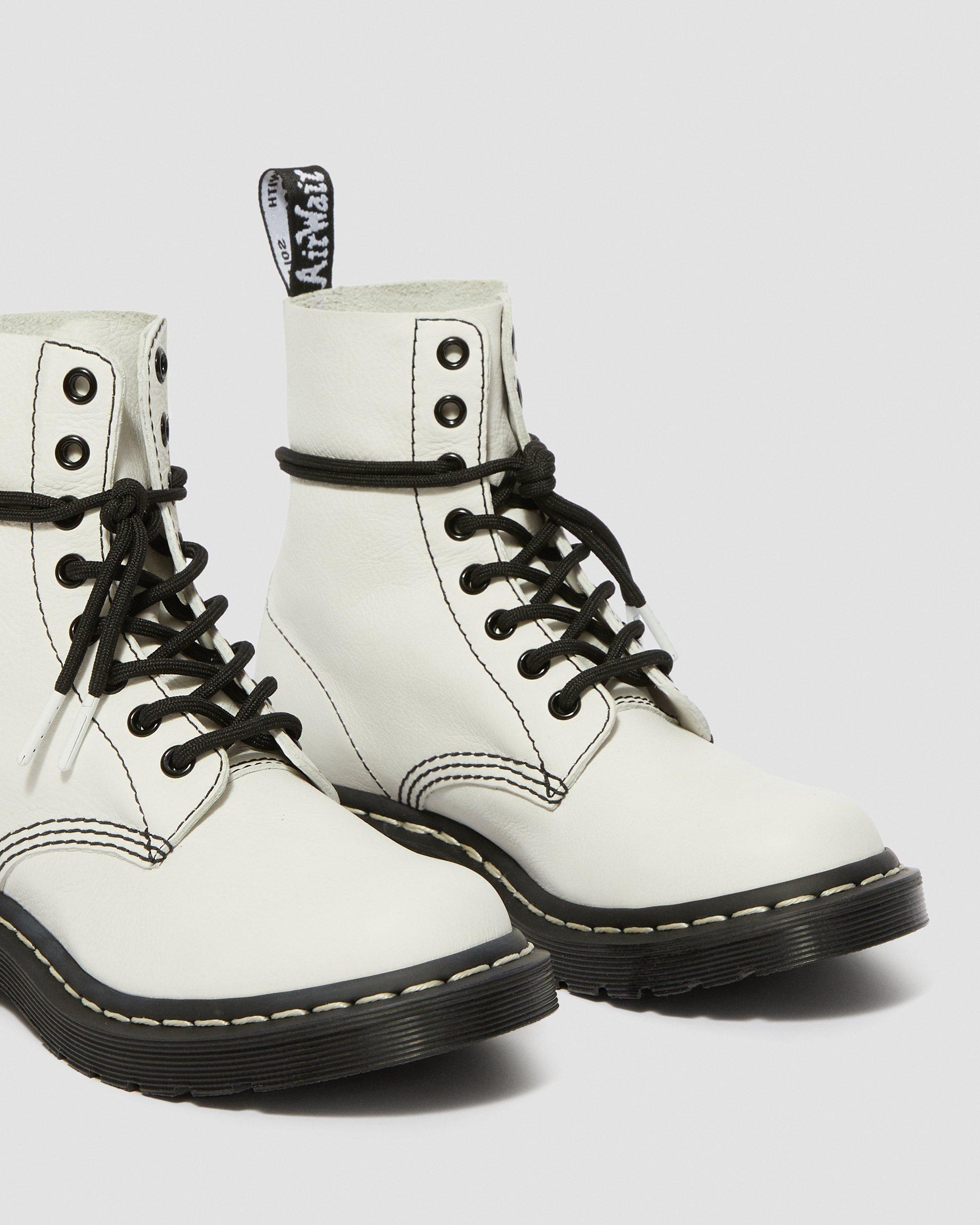1460 Pascal Virginia Women's Black & White Up Boots in OPTICAL