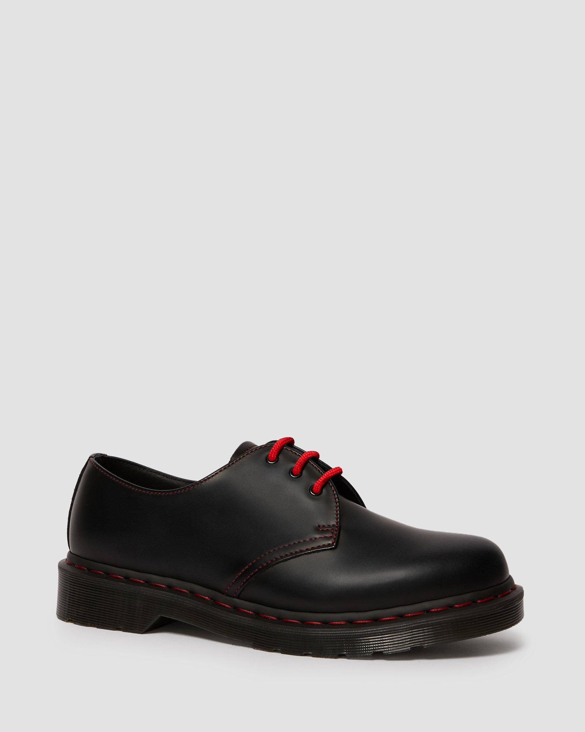 1461 WHITE STITCH LEATHER SHOES in Black | Dr. Martens