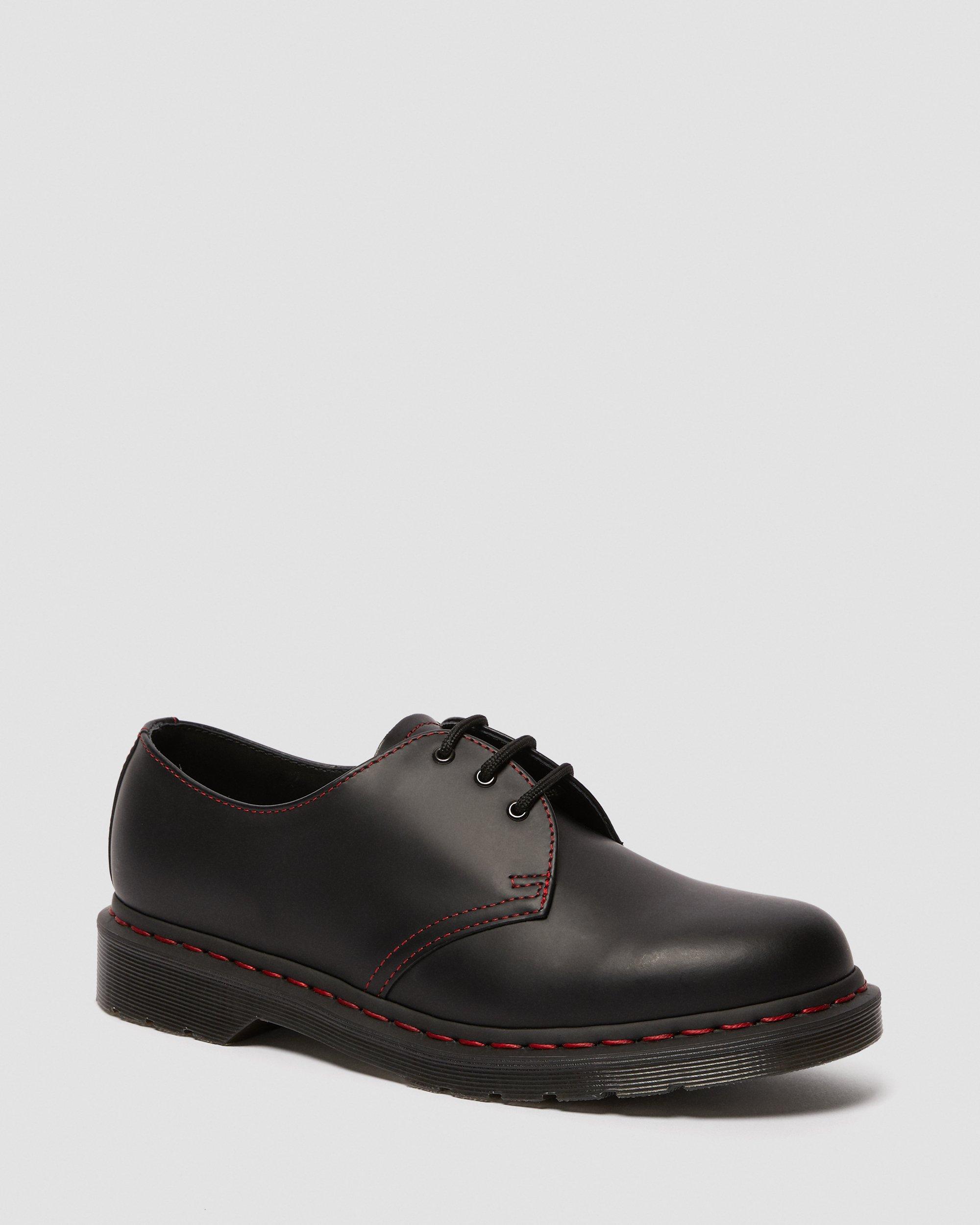 1461 Contrast Stitch Smooth Leather Oxford Shoes in BLACK | Dr