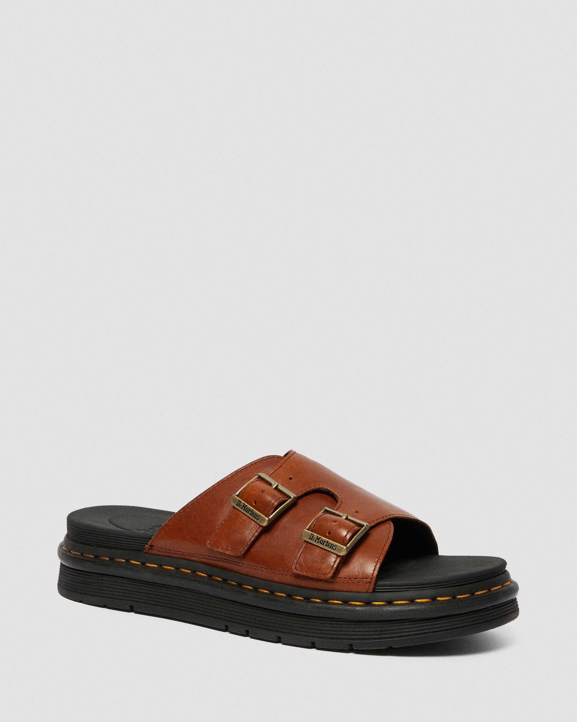 Dax Men's Luxor Leather Slide Sandals in TAN | Dr. Martens™