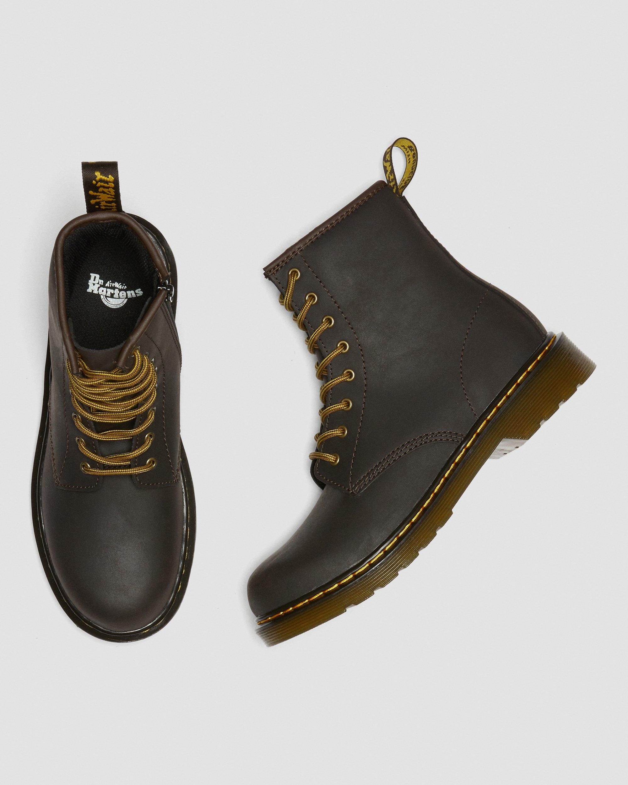 Youth 1460 Wildhorse Leather Lace Up Boots in Dark Brown  display picture 3