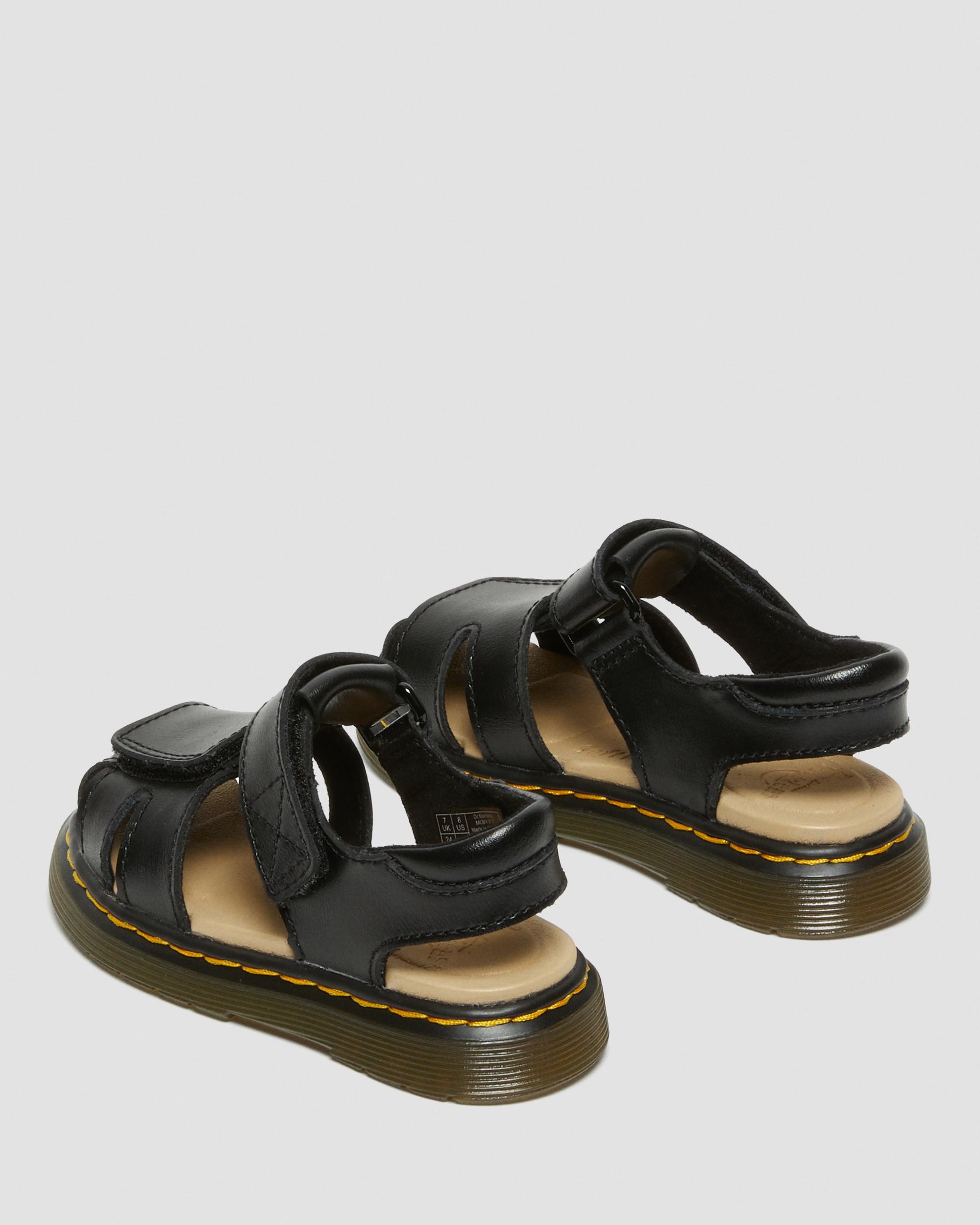 Toddler Moby II Leather Strap Velcro Sandals in Black