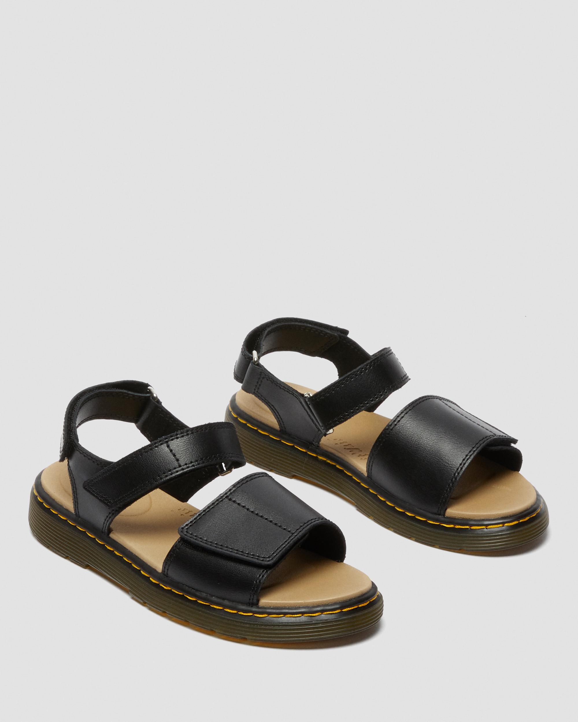 Dr. Martens ROMI J 黒UK11 /18cm Youth Romi Leather Velcro Sandals in BLACK | Dr. Martens™