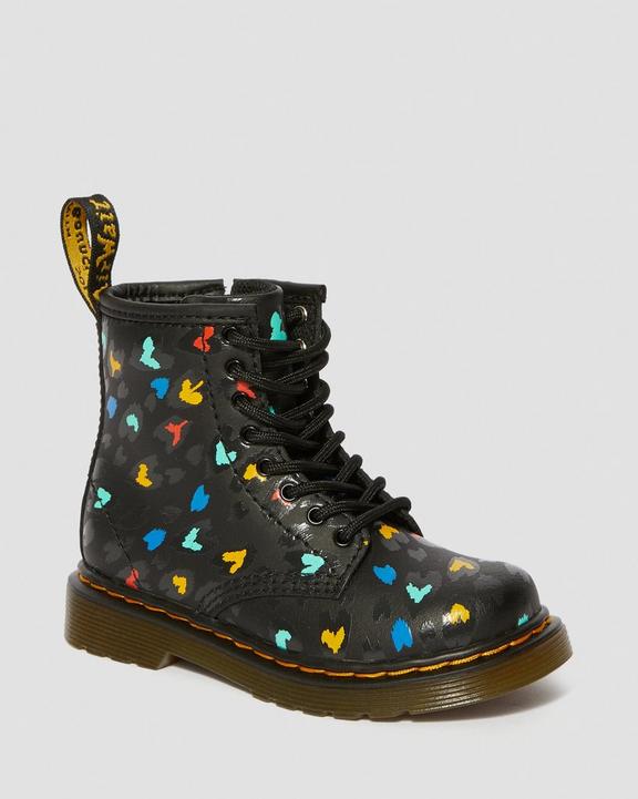 Toddler 1460 Leather Heart Printed Lace Up Boots in Black Toddler 1460 Leather Heart Printed Lace Up Boots in Black