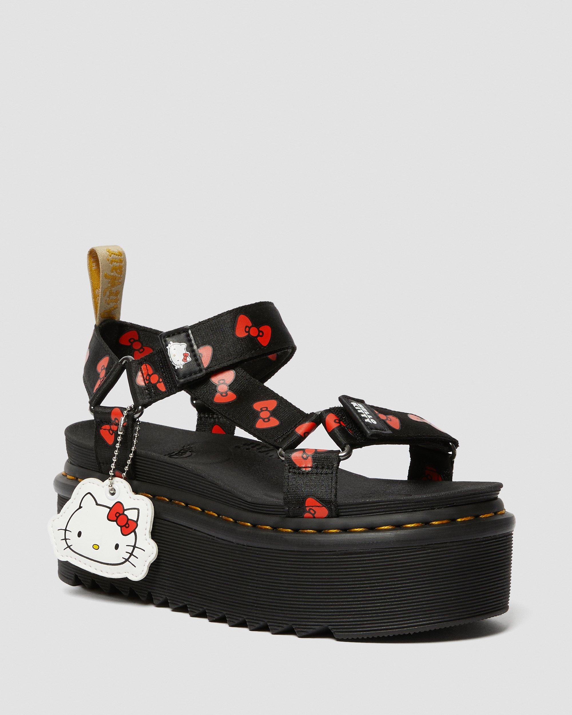 Vegan Women's Hello Kitty Platform Sandals in BLACK+RED | Dr. Martens™