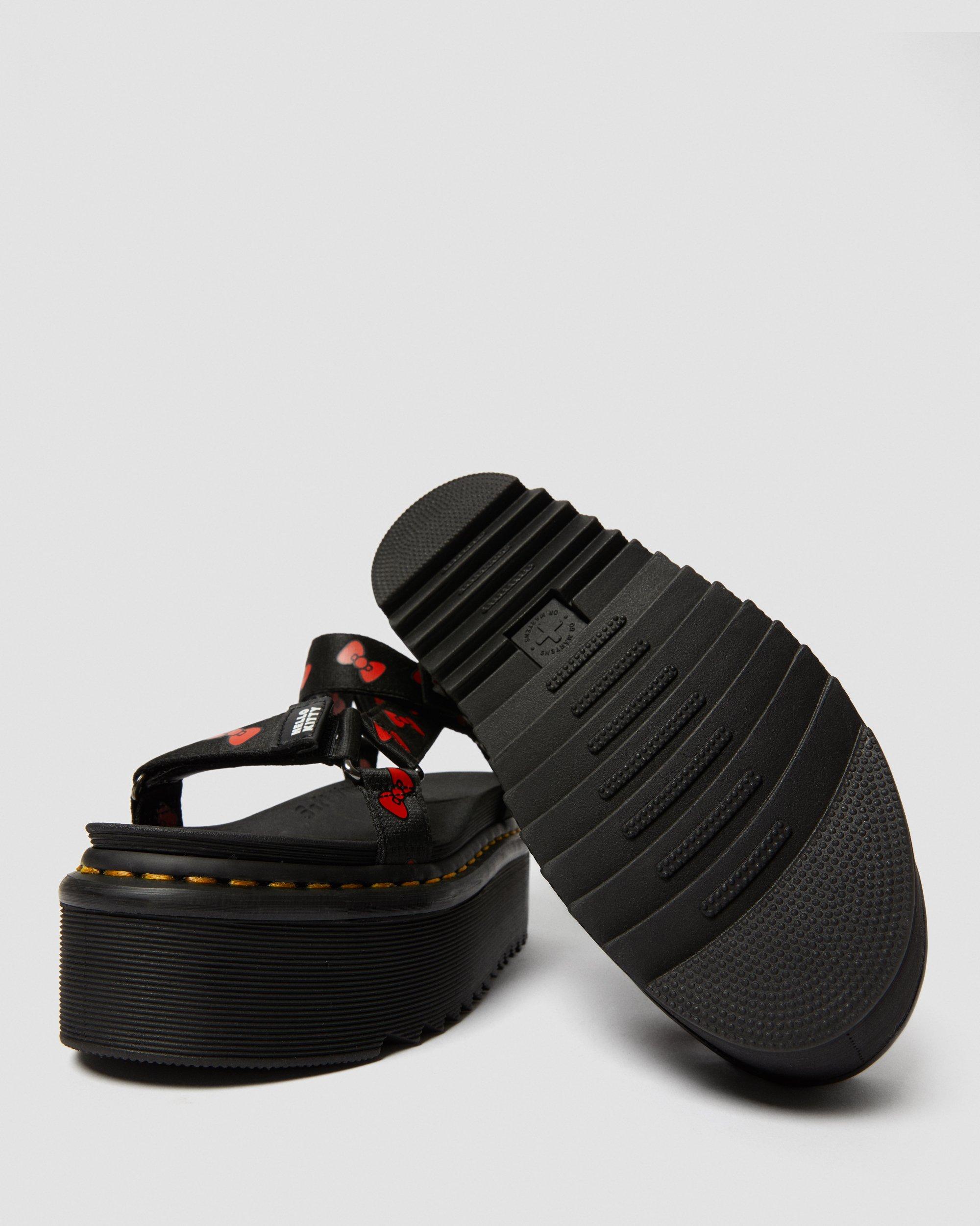 Vegan Women's Hello Kitty Platform Sandals in BLACK+RED | Dr. Martens™