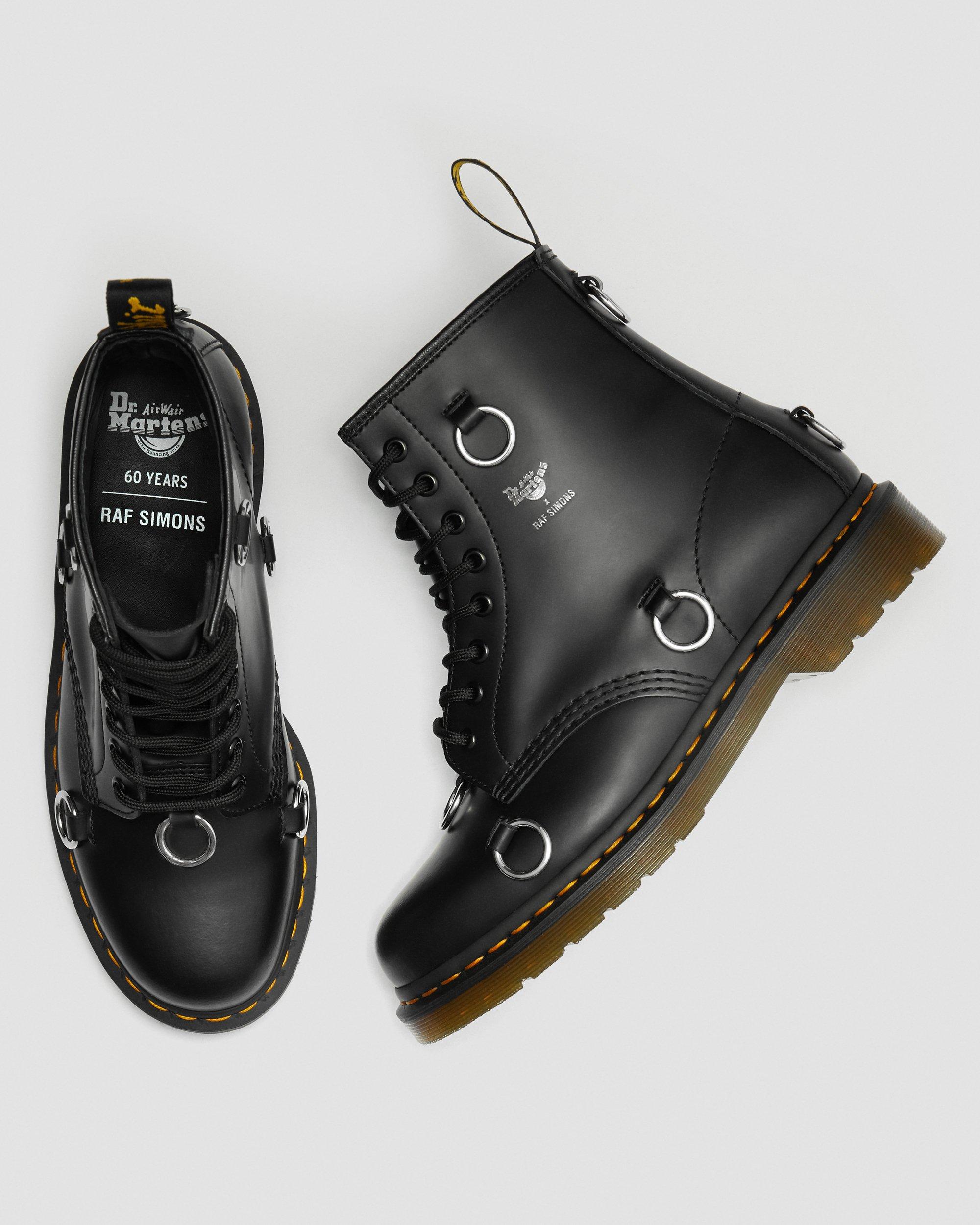 1460 Raf Simons Smooth Leather Lace Up Boots in Black | Dr. Martens