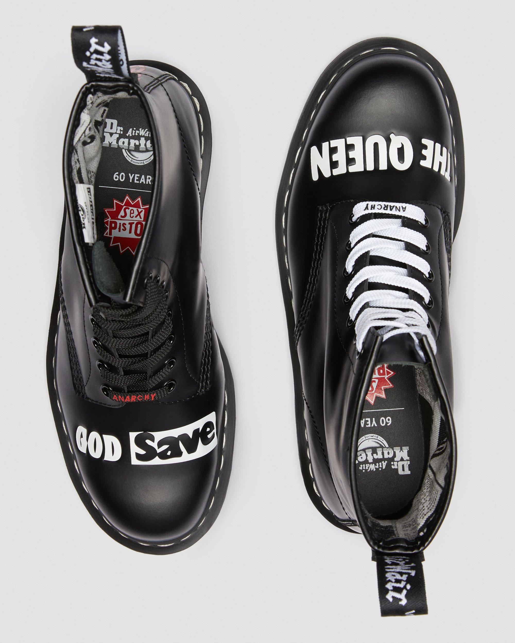 1460 Sex Pistols Smooth Leather Lace Up Boots in BLACK | Dr. Martens™