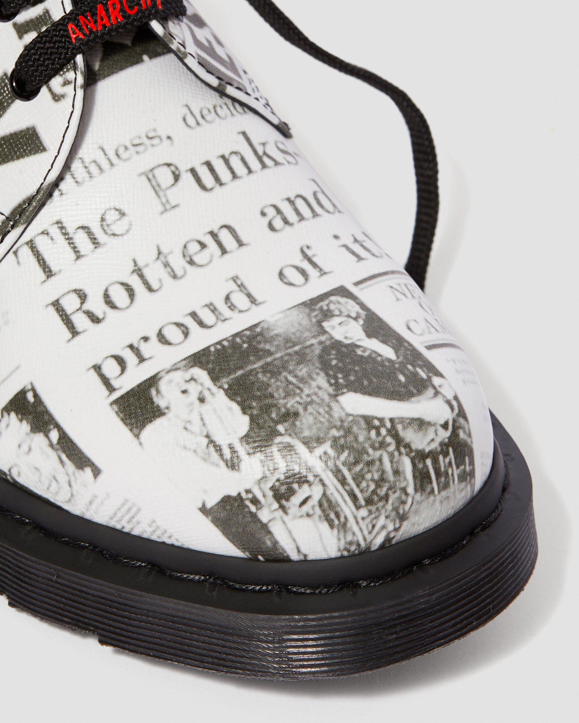 1461 Sex Pistols Leather Printed Oxford Shoes in BLACK+WHITE | Dr