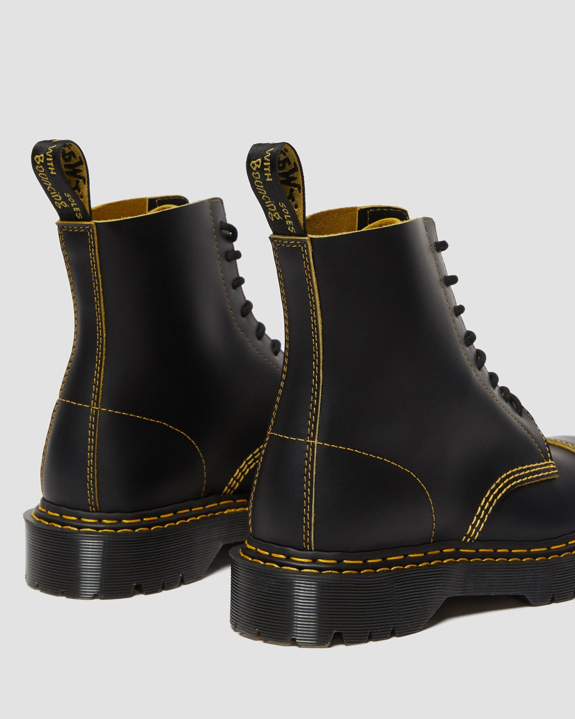 1460 Pascal Double Stitch Leather Boots in BLACK+YELLOW | Dr. Martens™