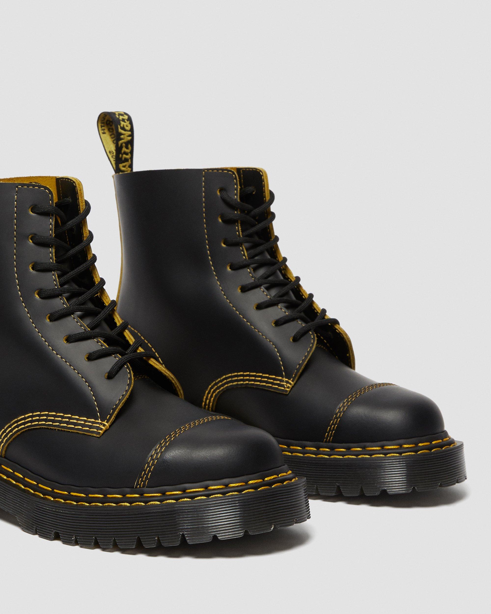 Dr. Martens UK10 8ホール 1460 PASCAL 29 cm 1460 PASCAL BEX DOUBLE STITCH LEATHER BOOTS in BLACK+YELLOW | Dr